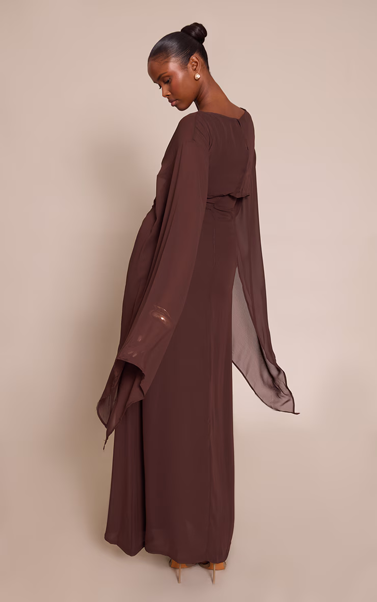 Chocolate Cape Detail Maxi Dress