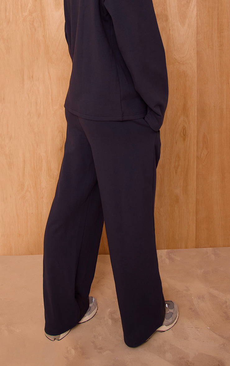 Navy Interlock Pintuck Straight Leg Sweatpant