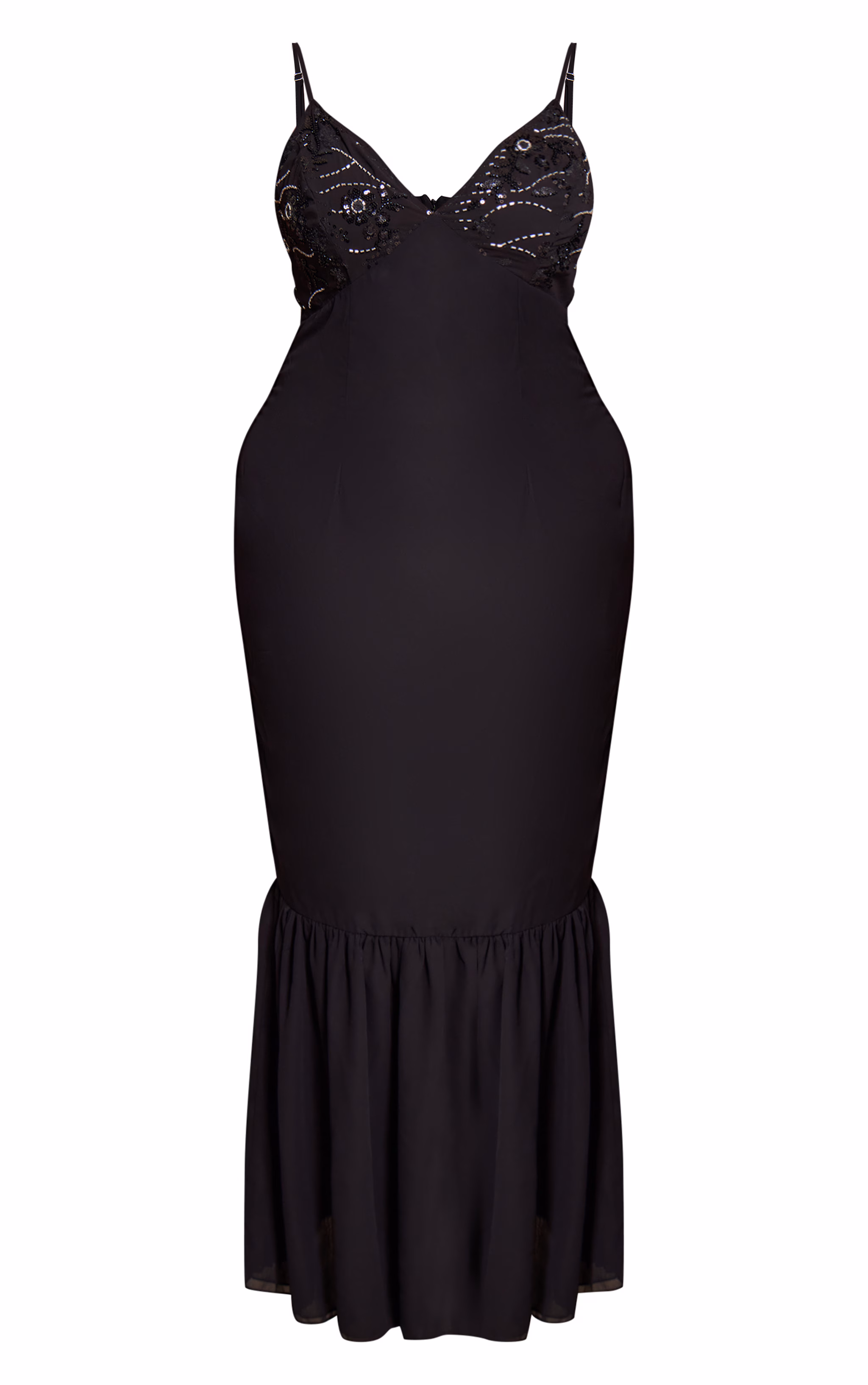 Plus Black Embellished Detail Maxi Dress