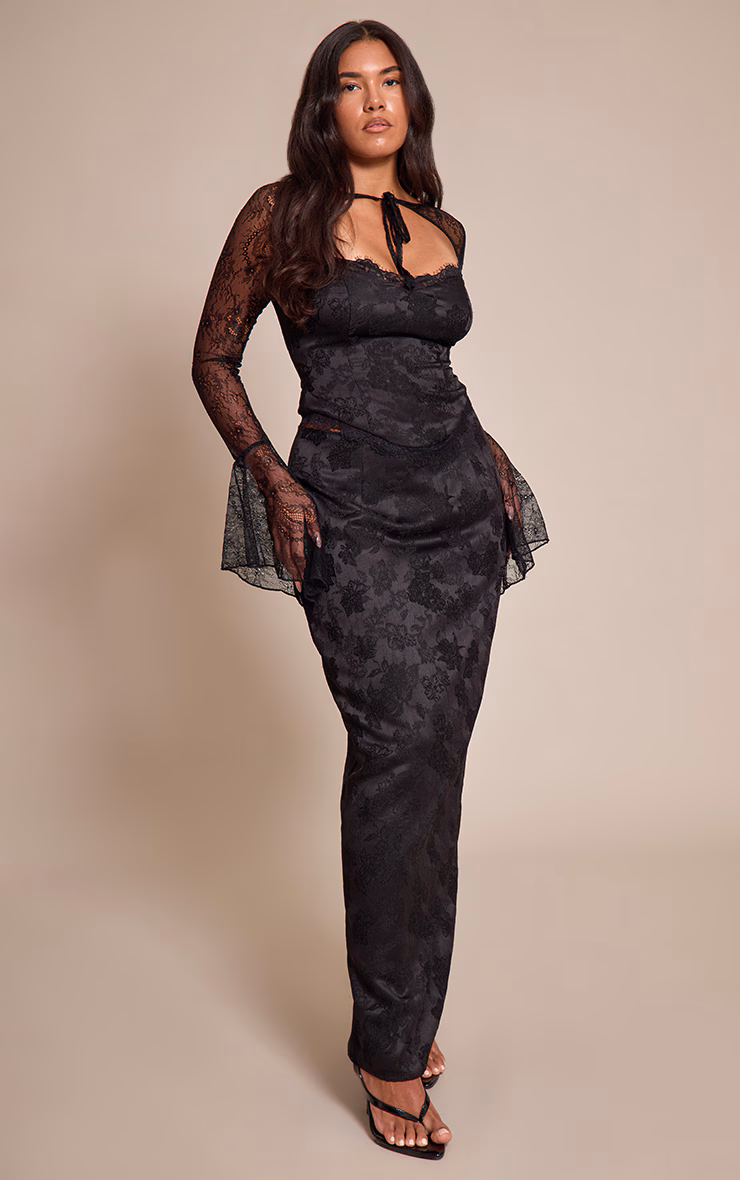 Shape Black Lace Sleeve Corset Top