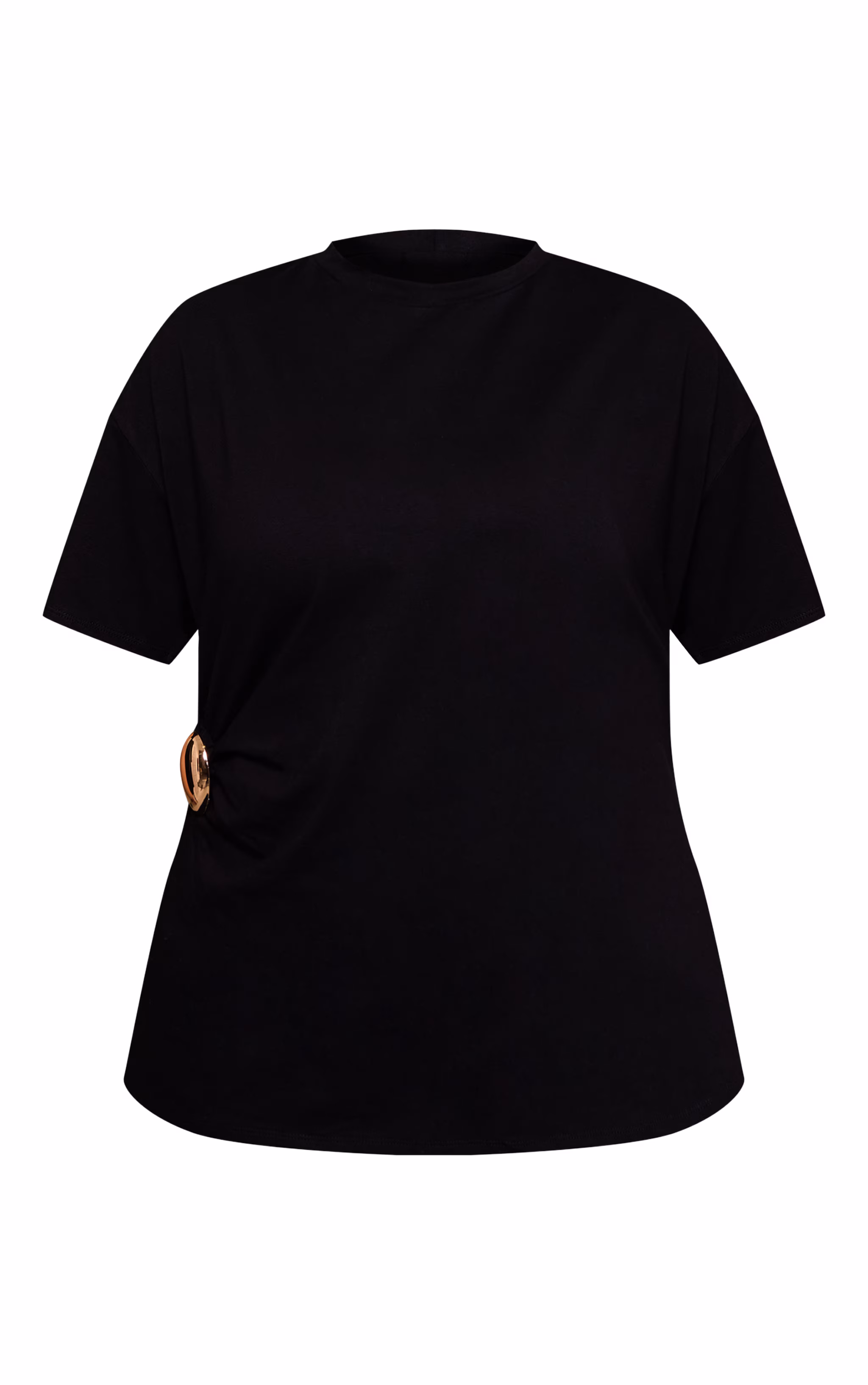 Plus Black Trim Detail Asymmetric Hem T Shirt