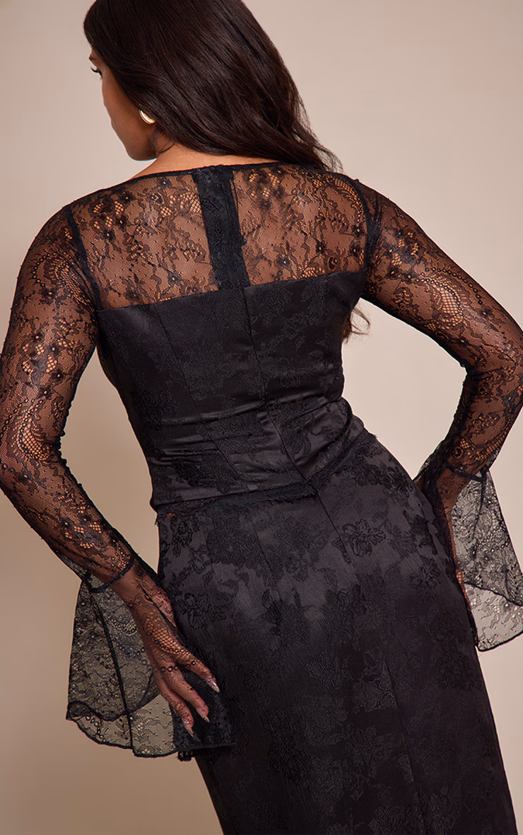 Shape Black Lace Sleeve Corset Top