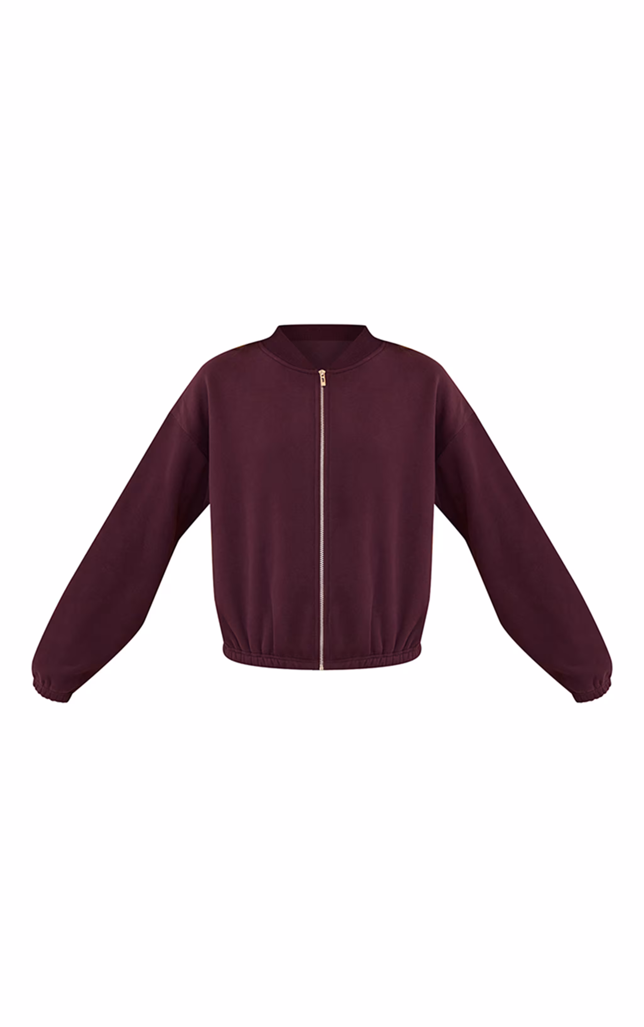 Plum Cotton Fleece Bomber Jacket