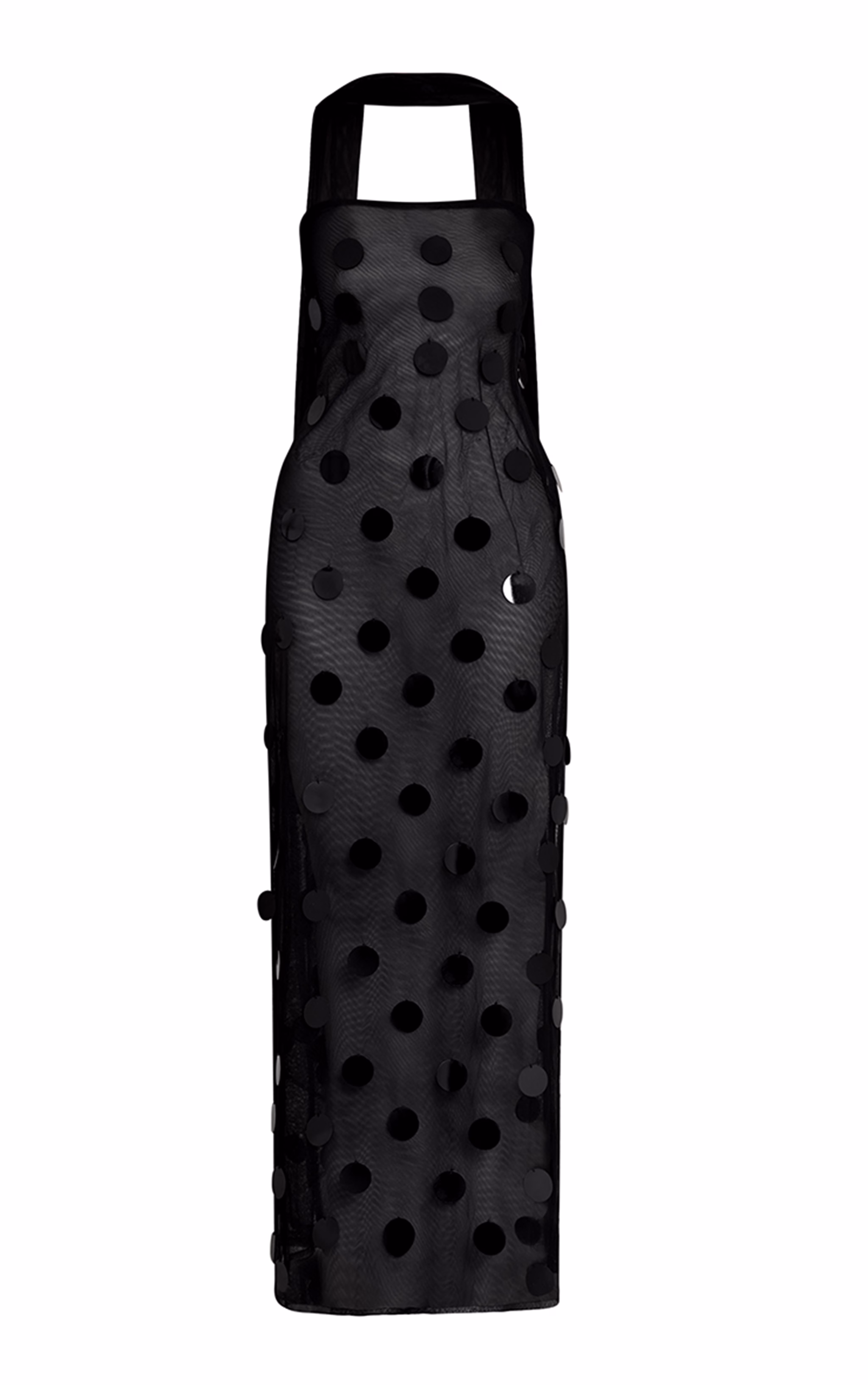 Premium Black Sheer Disc Sequin Scarf Detail Bandeau Maxi Dress