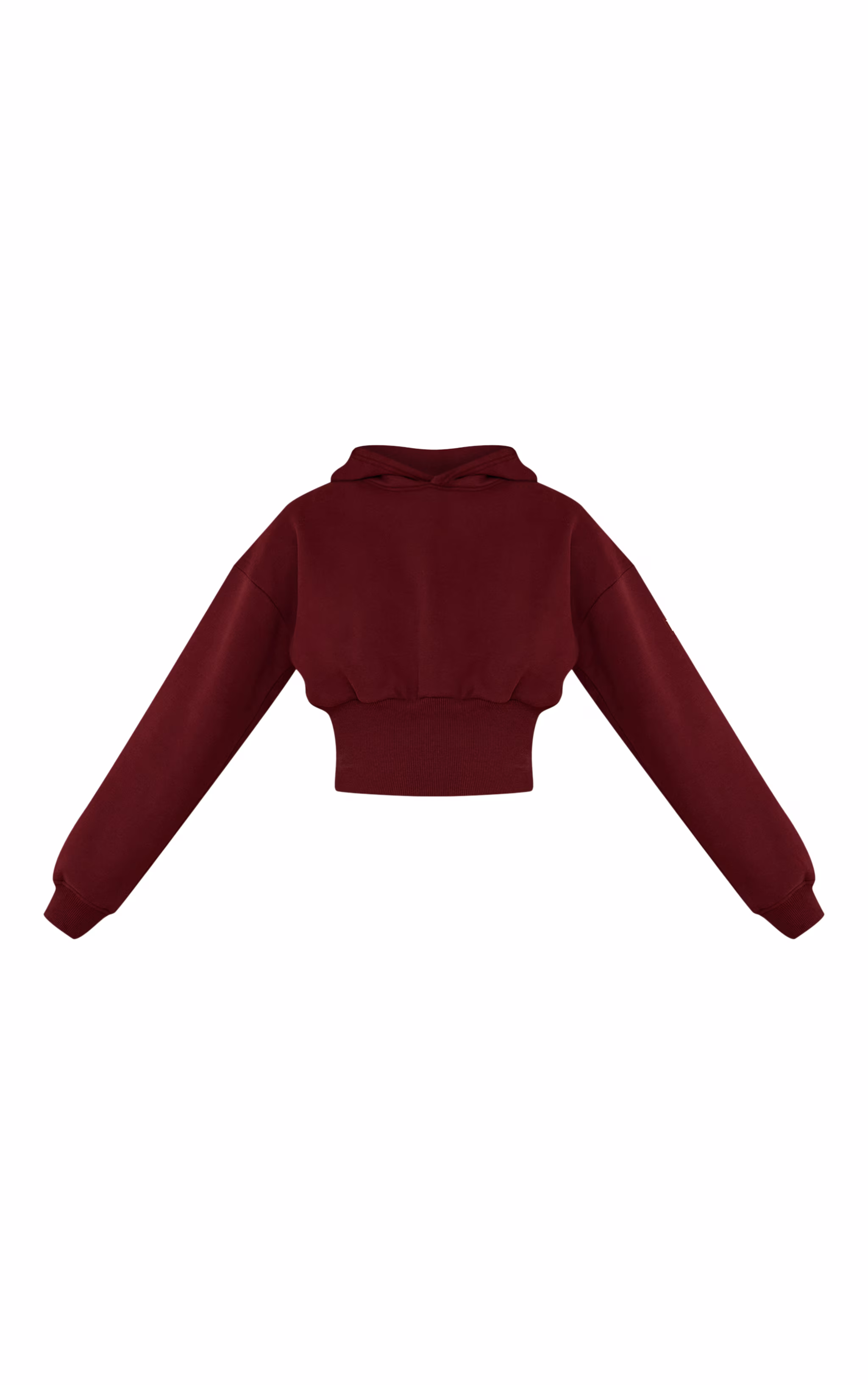 PLT Wine Tab Cinched Waist Crop Hoodie