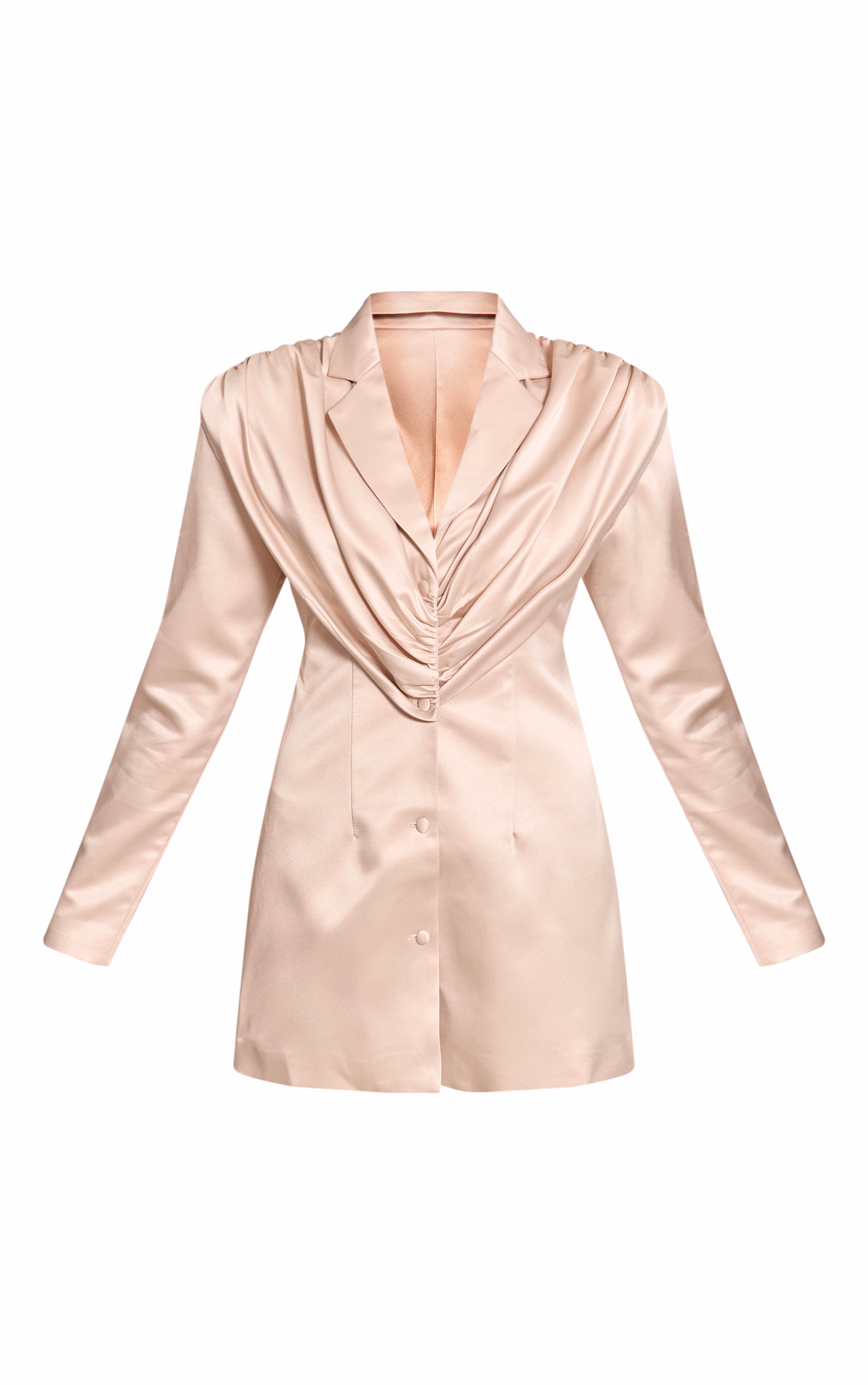 Champgane Satin Pleated Blazer Dress