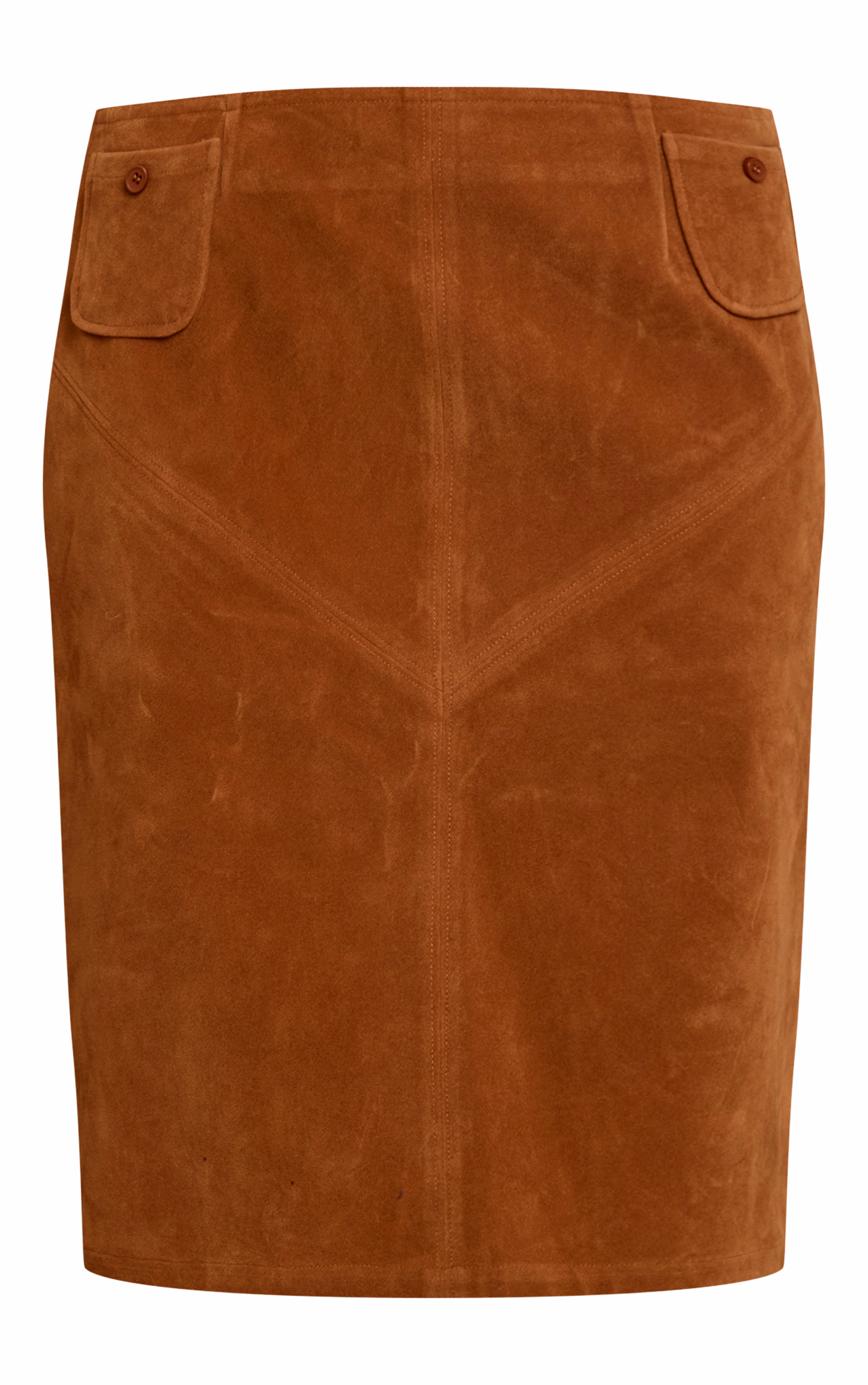 Camel Faux Suede Midi Skirt