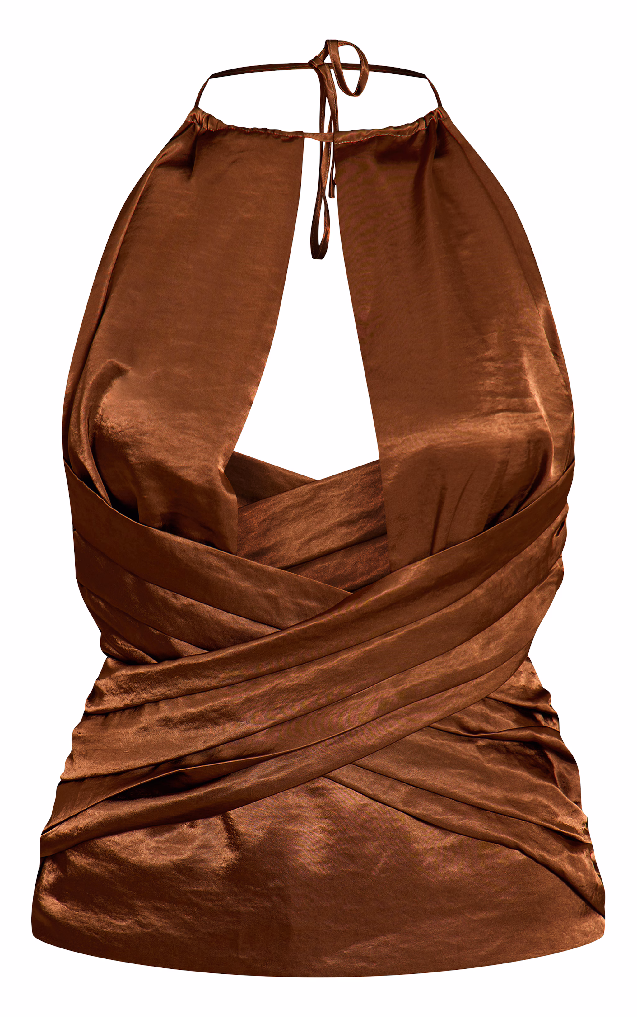 Chocolate Crinkle Satin Wrap Corset Top