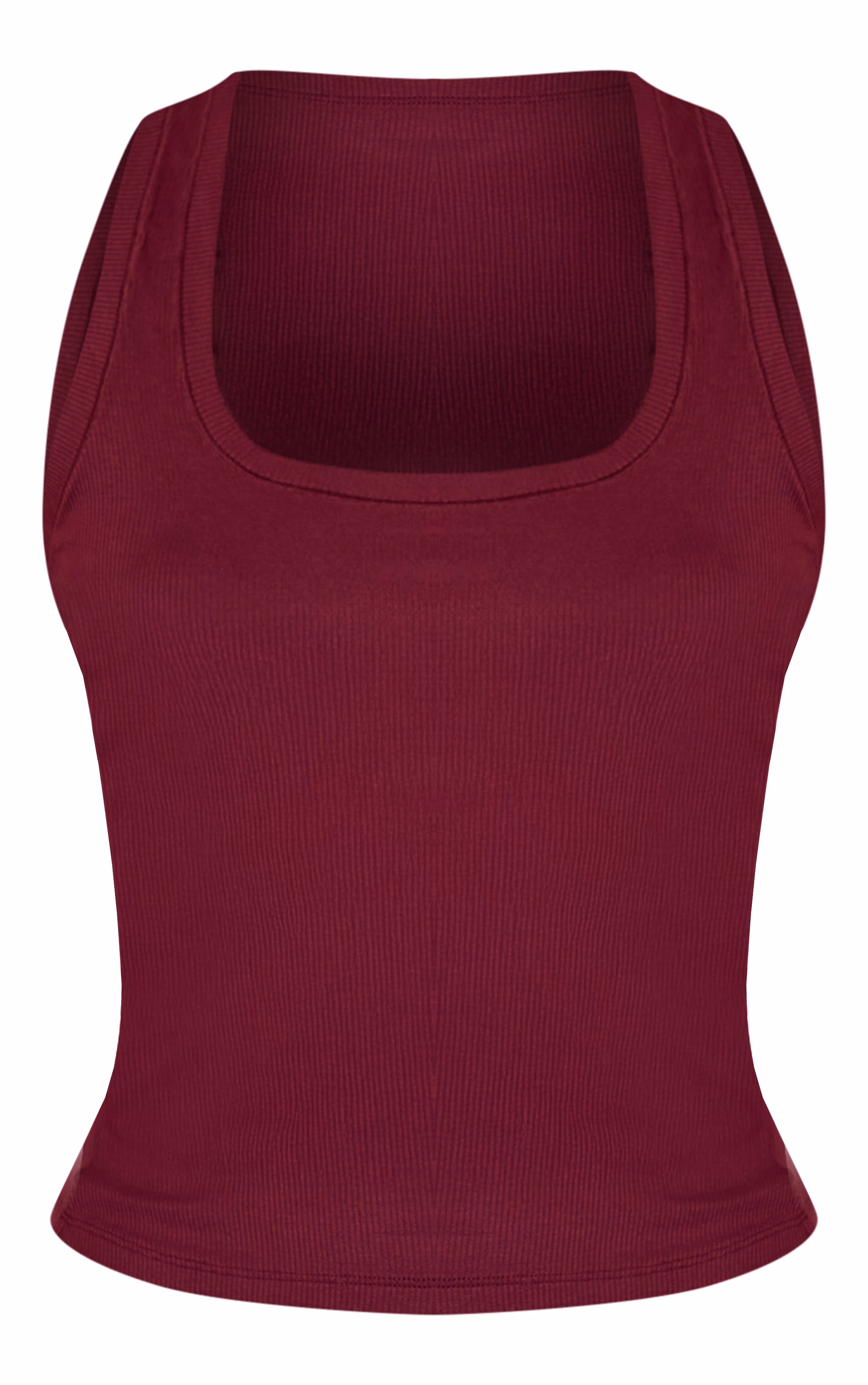 Wine Soft Rib Scoop Neck Vest Top