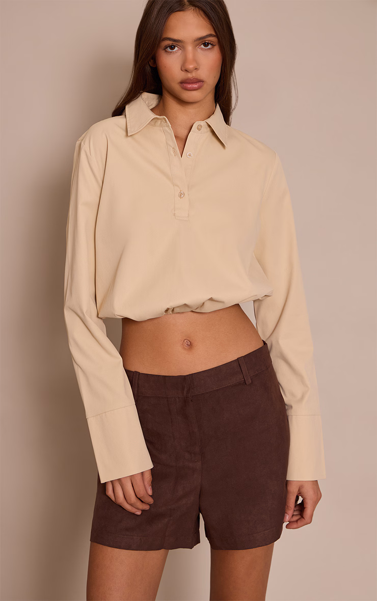 Stone Woven Bubble Hem Shirt