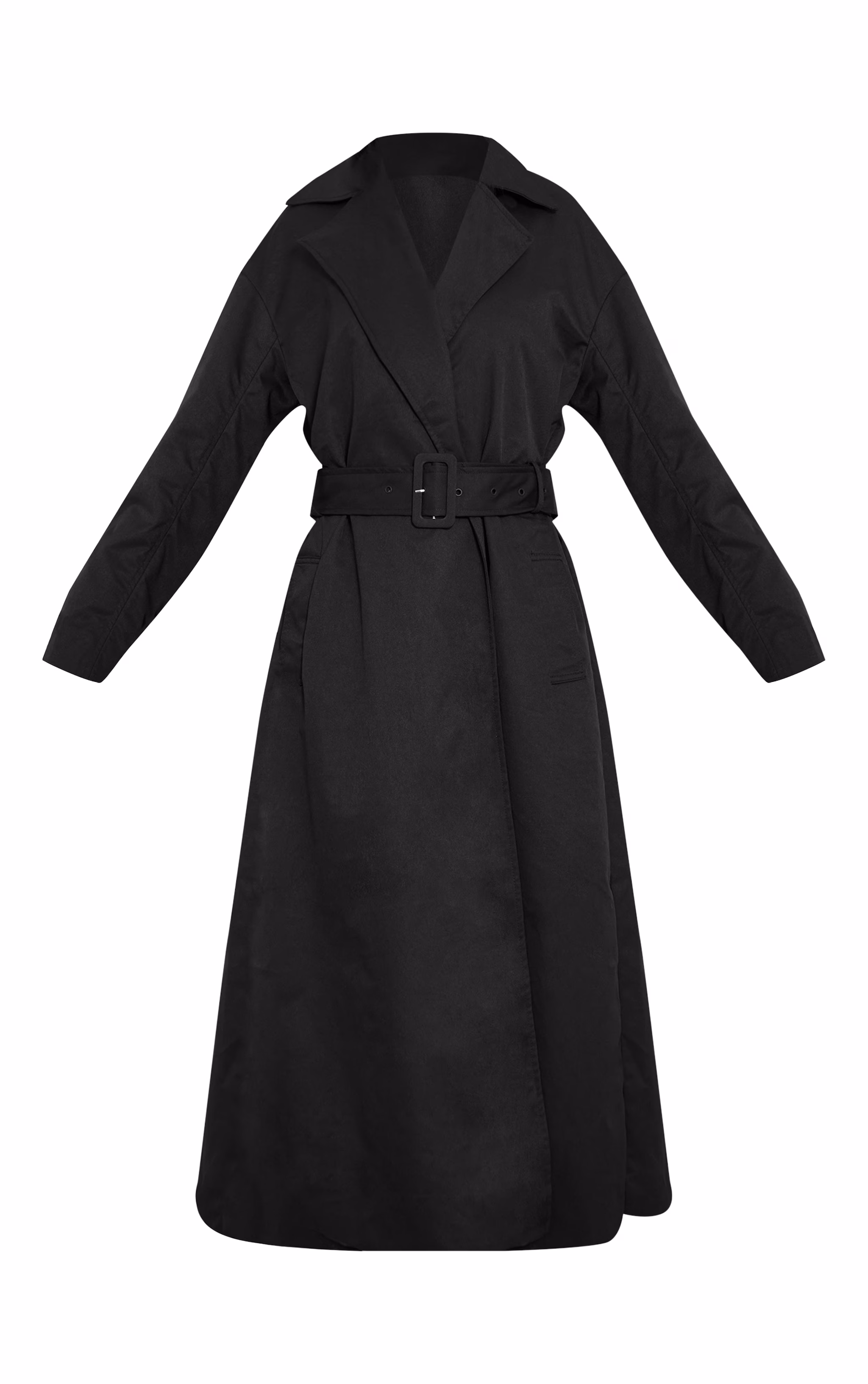 Tall Black Tie Waist Trench Coat