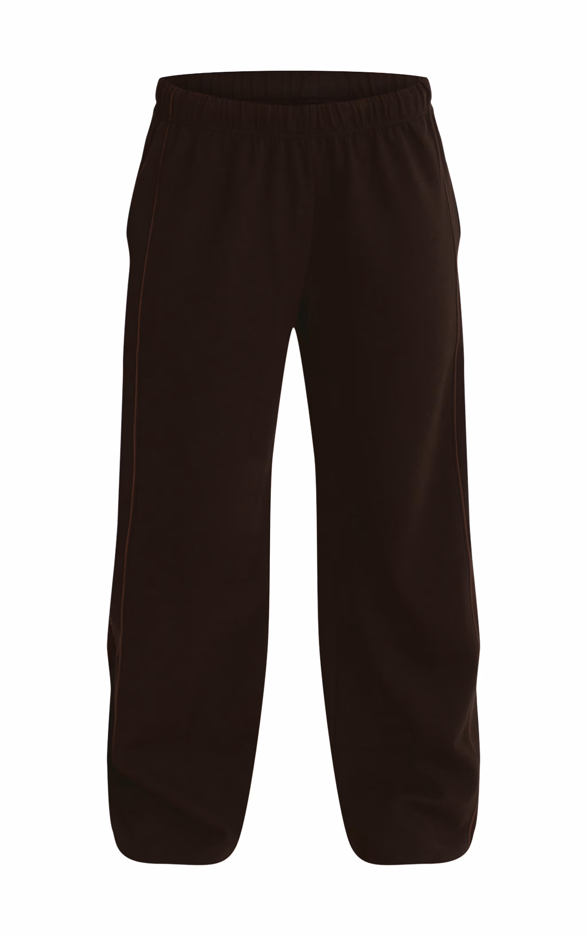 Black Interlock Contrast Piping Wide Leg Sweatpants