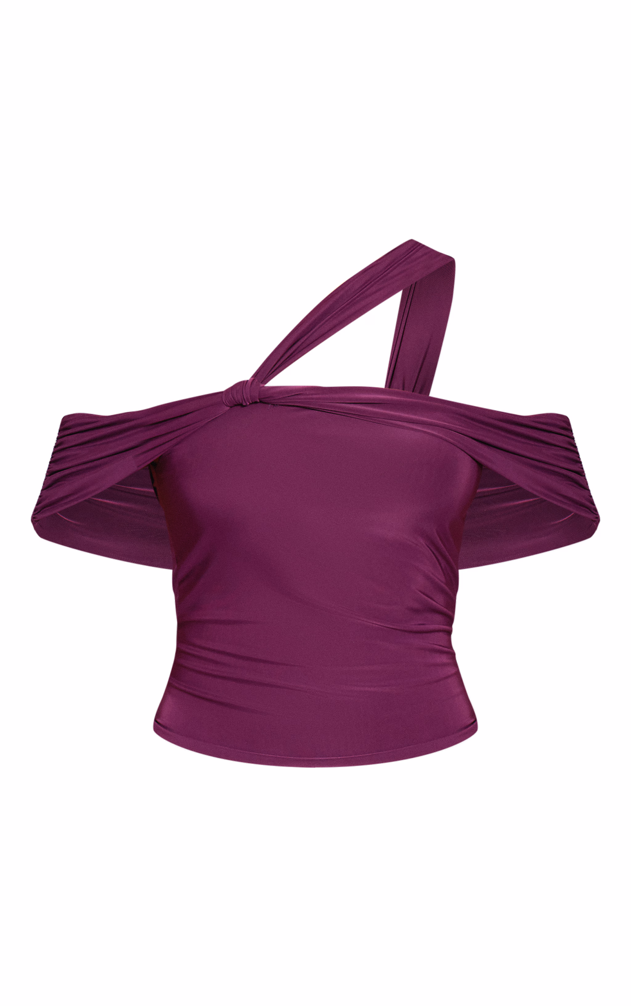 Plum Double Layer Slinky Abstract Sleeve Detail Top