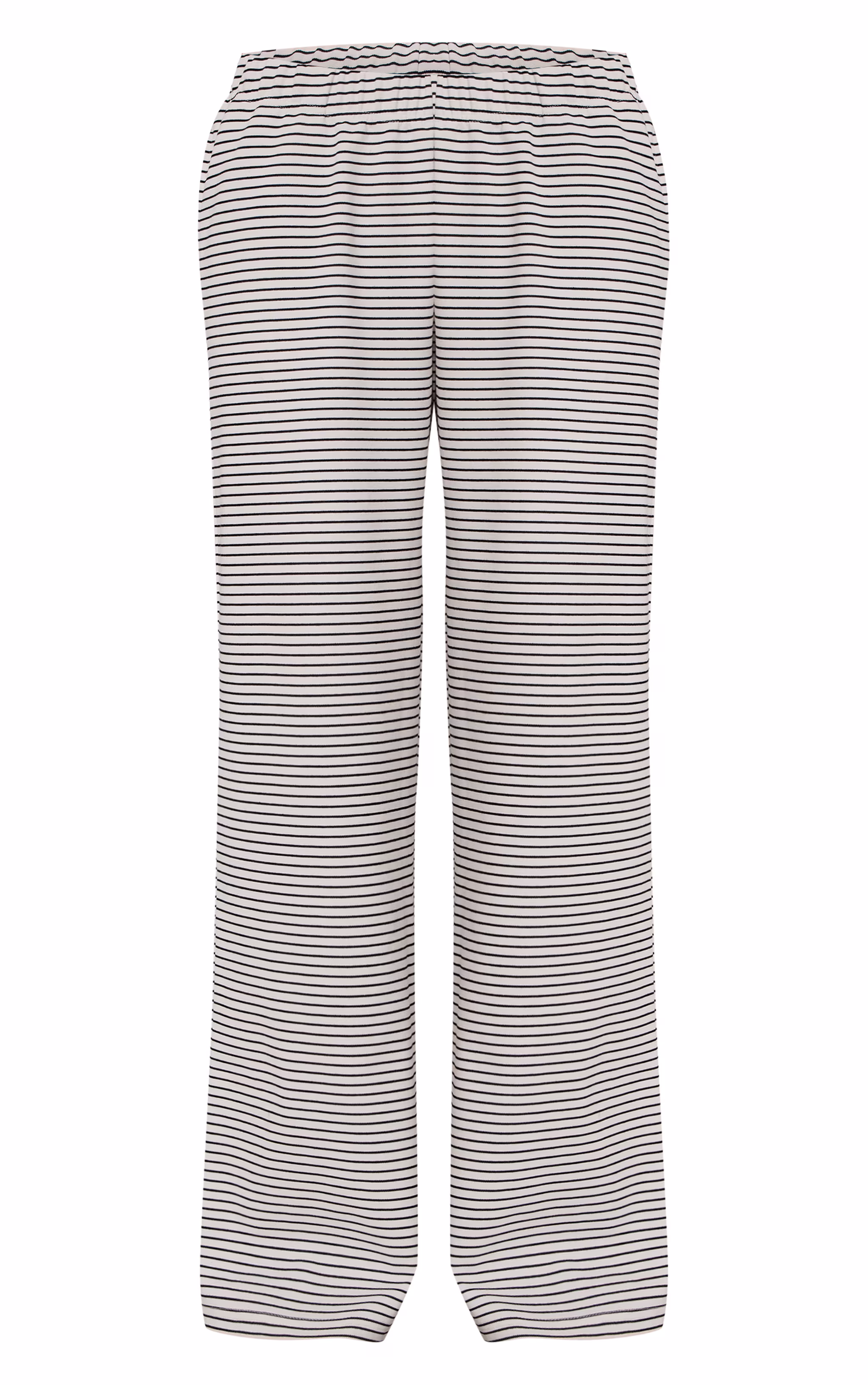 Monochrome Stripe Heavy Cotton Drawstring Wide Leg Pants