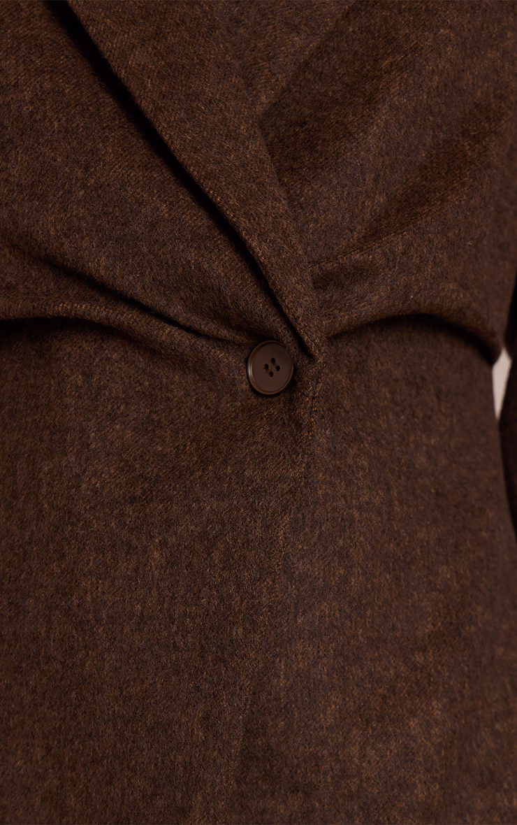 Dark Brown Brushed Pinstripe Cinched Waist Blazer