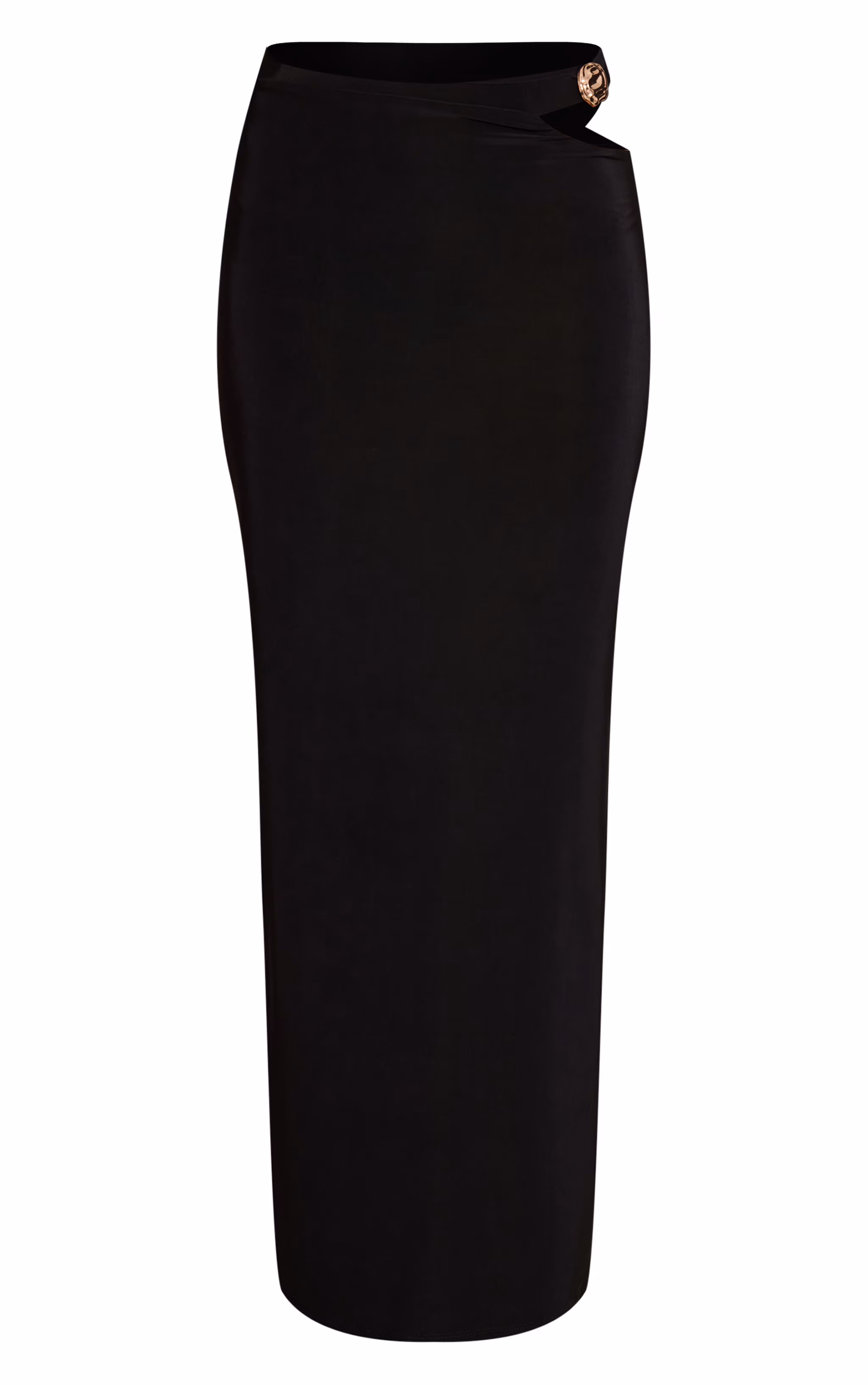 Black Slinky Cut Out Trim Detail Maxi Skirt