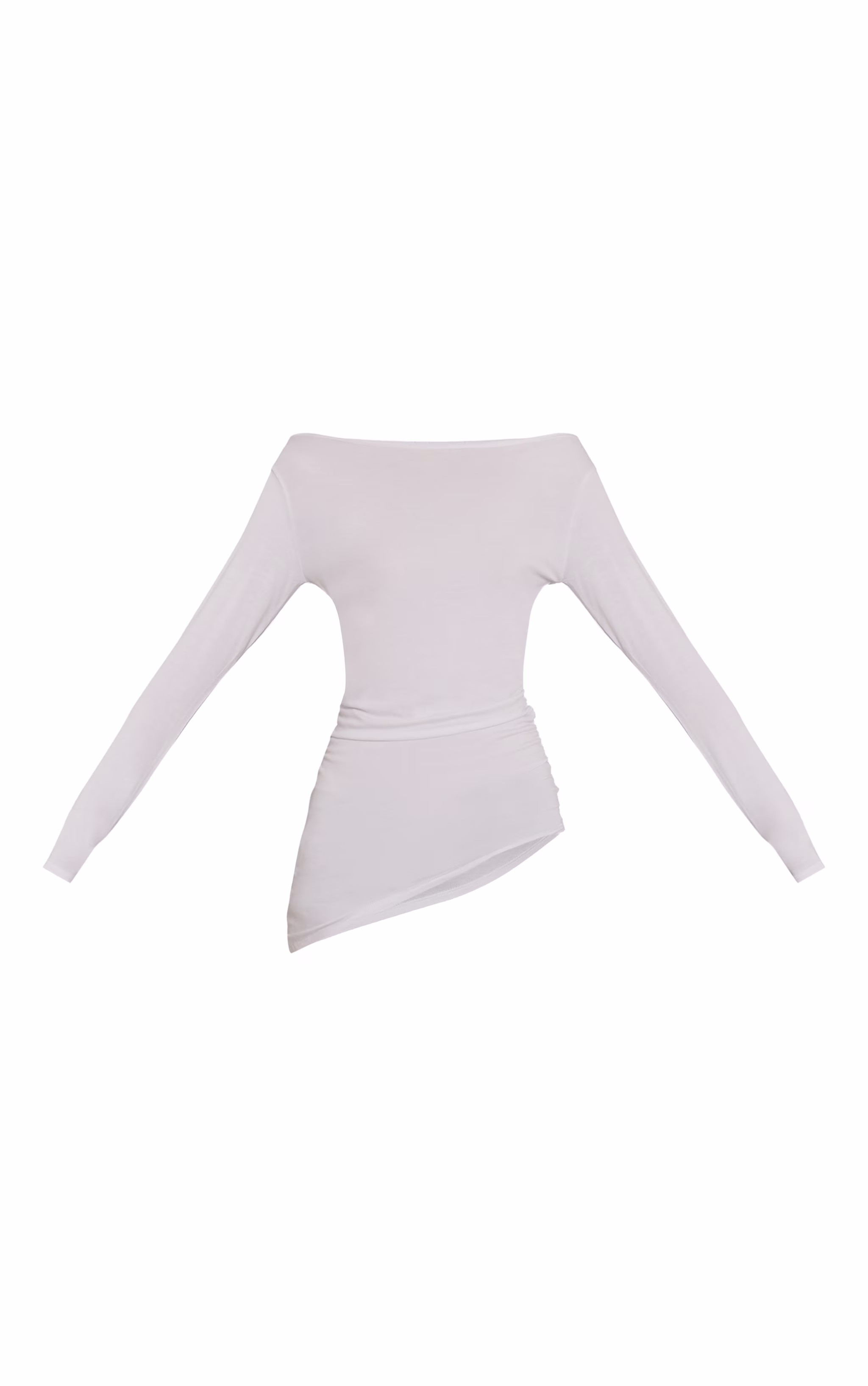 White Asymmetric Hem Detail Long Sleeve Top