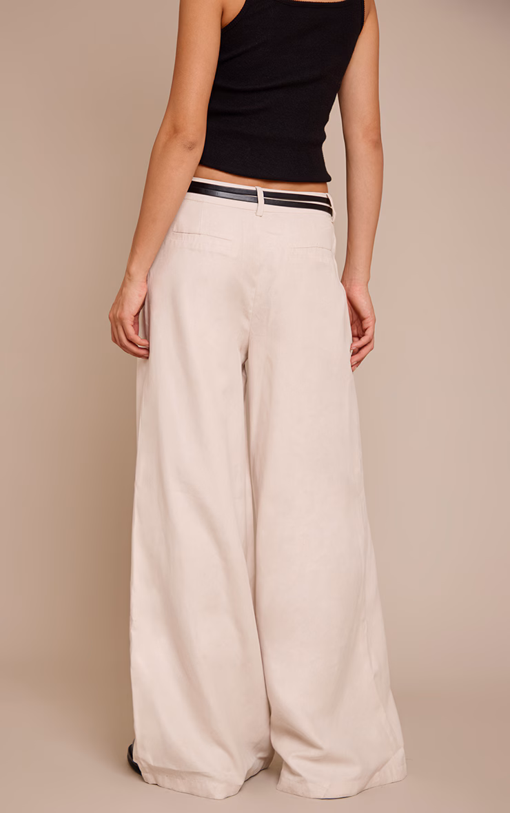 Cream Peached Gold Double Belted Pants