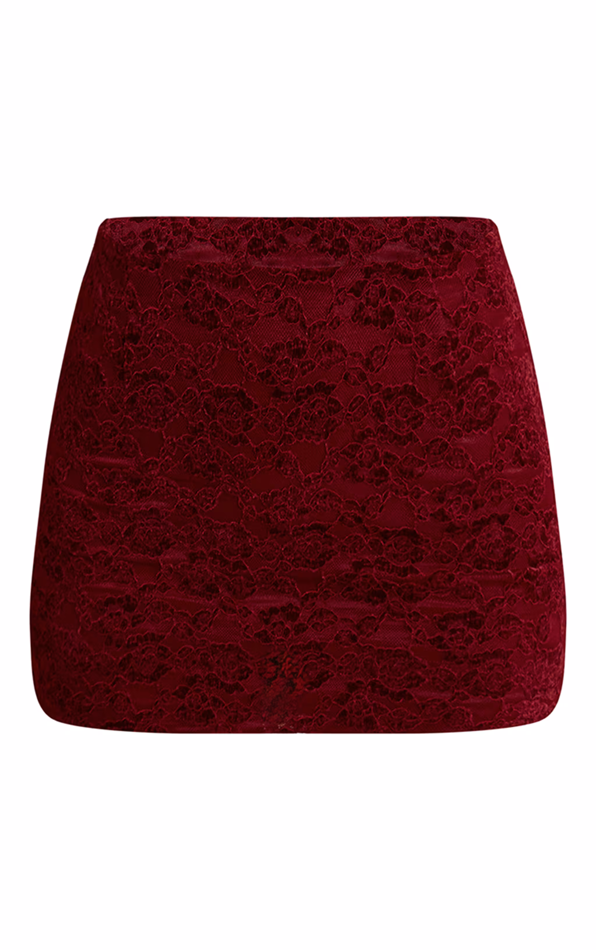 Dark Wine Lace Mid Rise Mini Skirt
