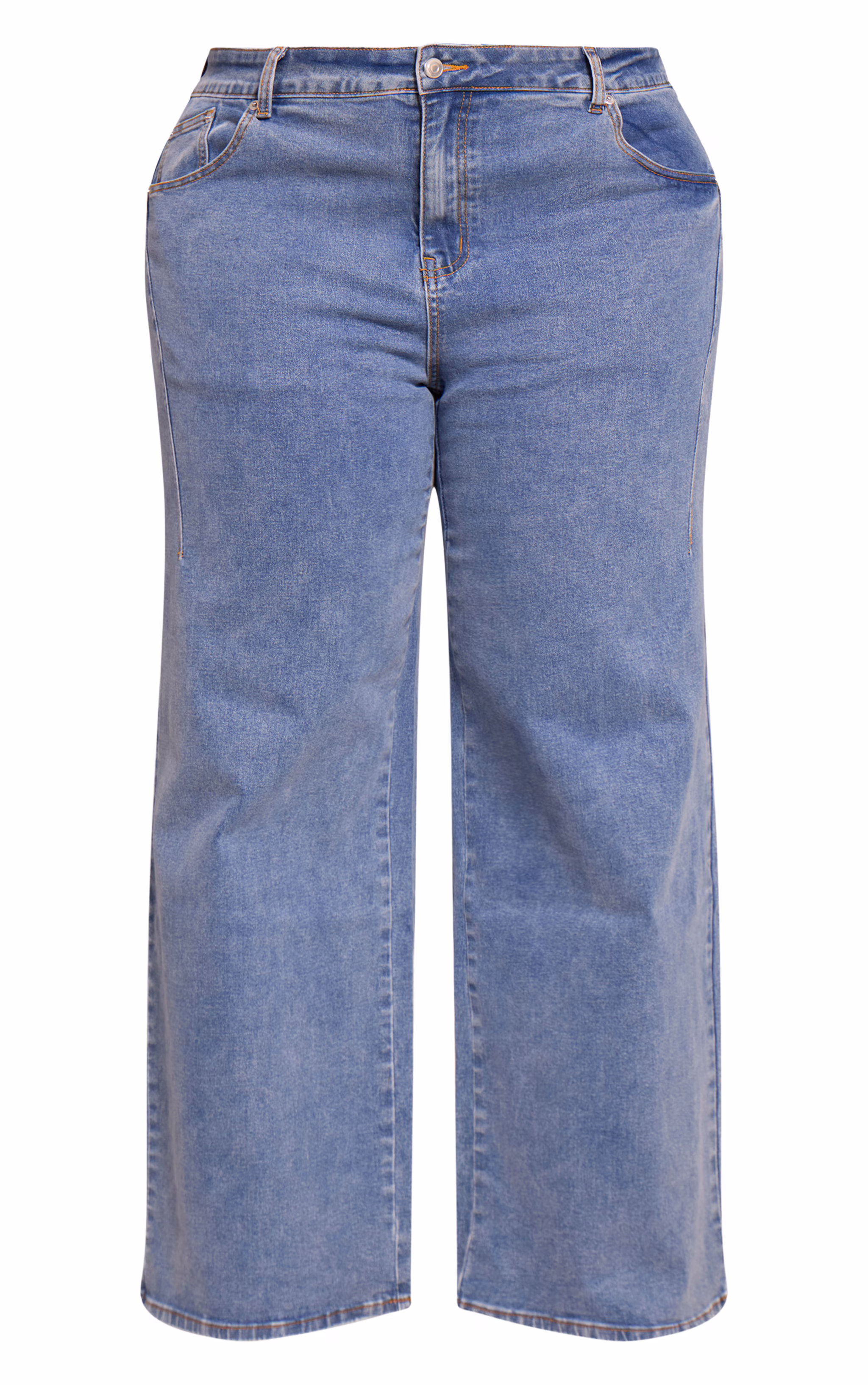 Plus Mid Blue Wash Adjustable Waistband Detail Jean