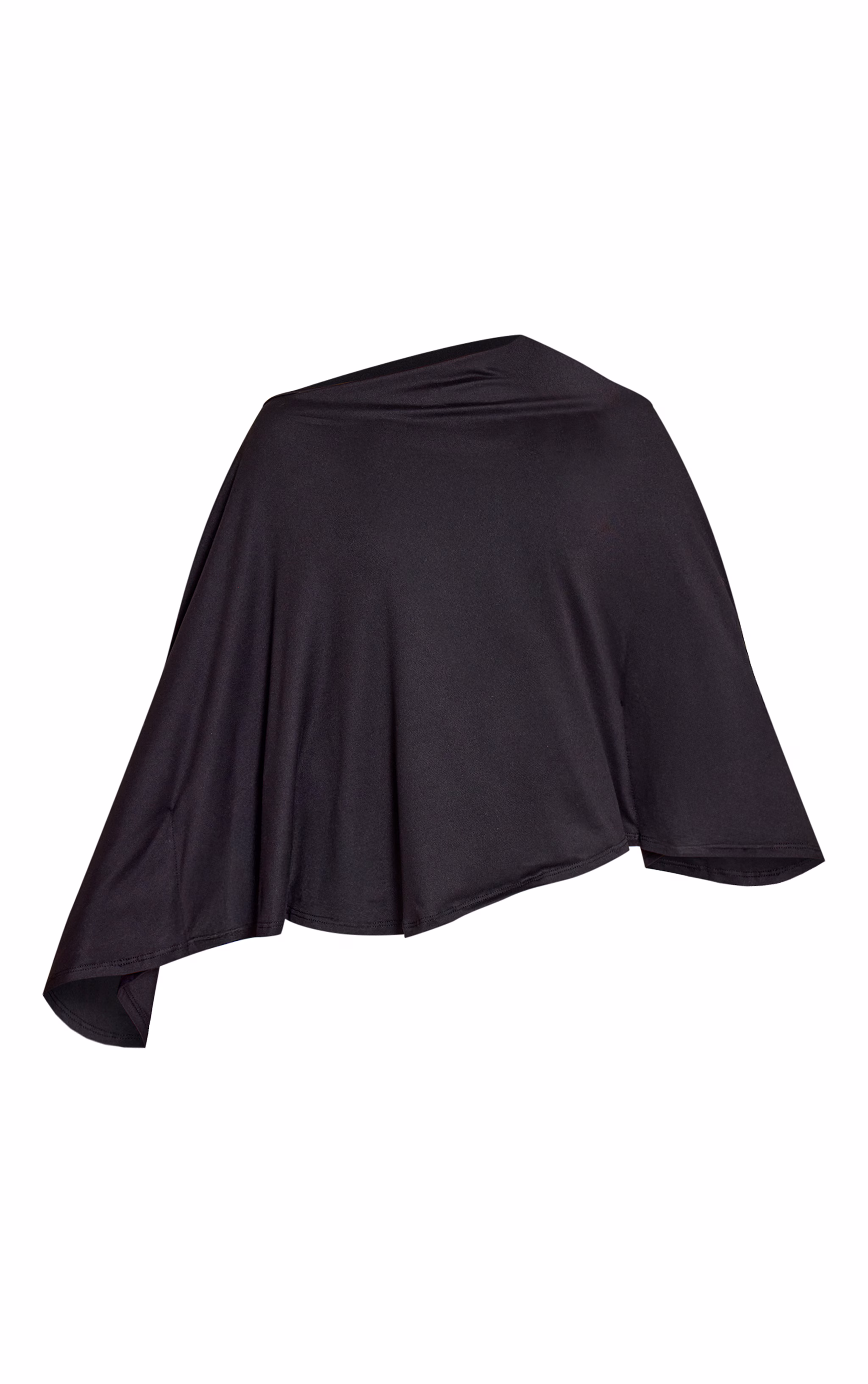Black Asymmetric Slouchy Long Sleeve Top