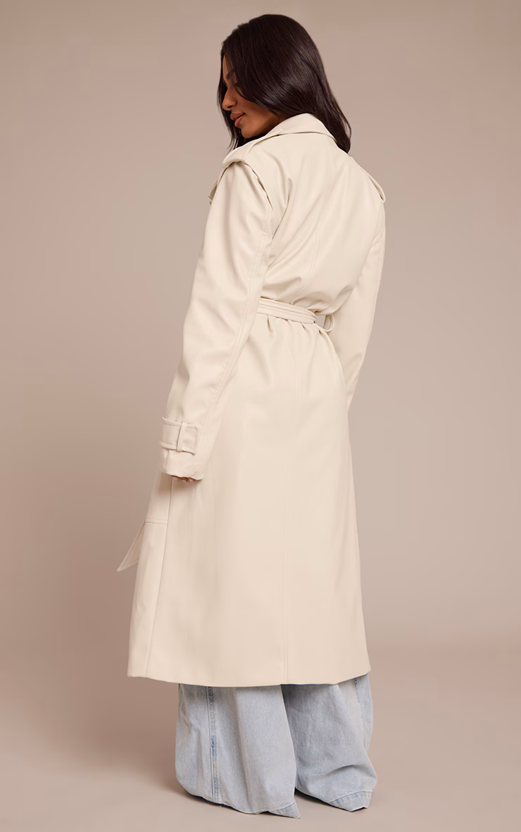Petite Cream Tie Waist Maxi Trench Coat