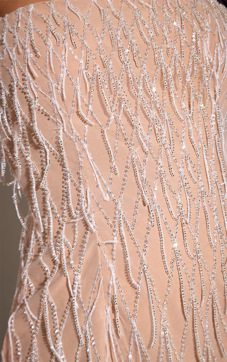 Nude Bandeau Embellished Mini Dress