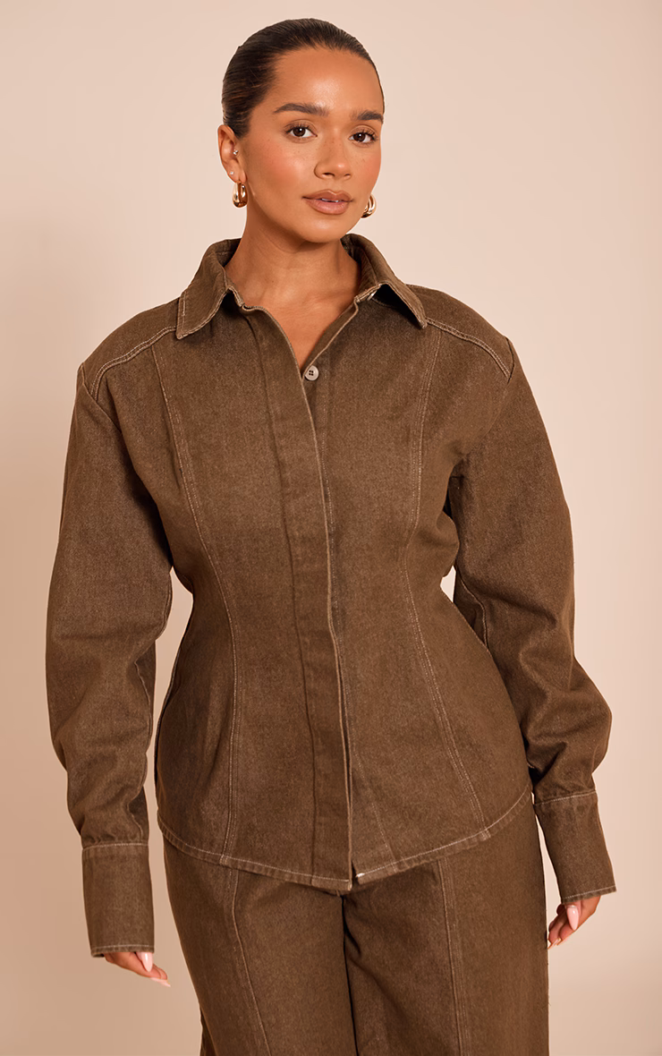 Shape Khaki Cinched Waist Twill Shirt