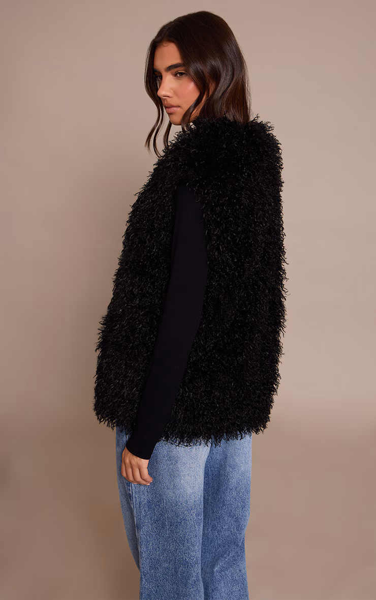 Black Mongolian Faux Fur Vest