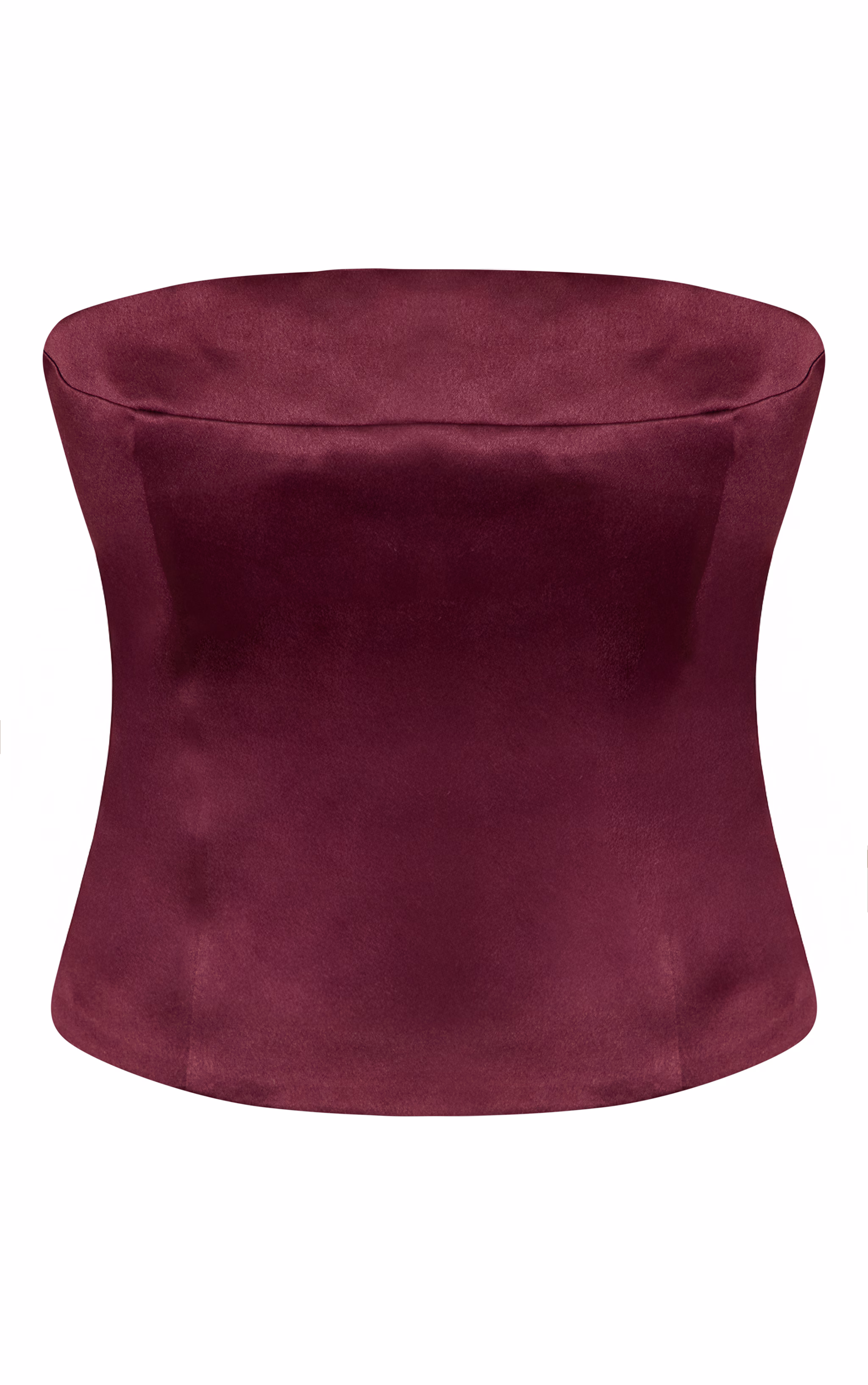 Dark Wine Satin Bandeau Top