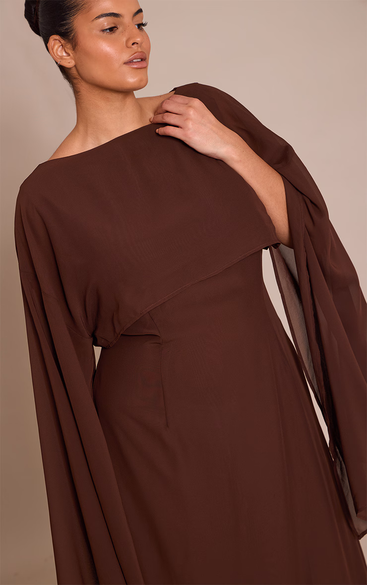 Plus Chocolate Cape Detail Maxi Dress