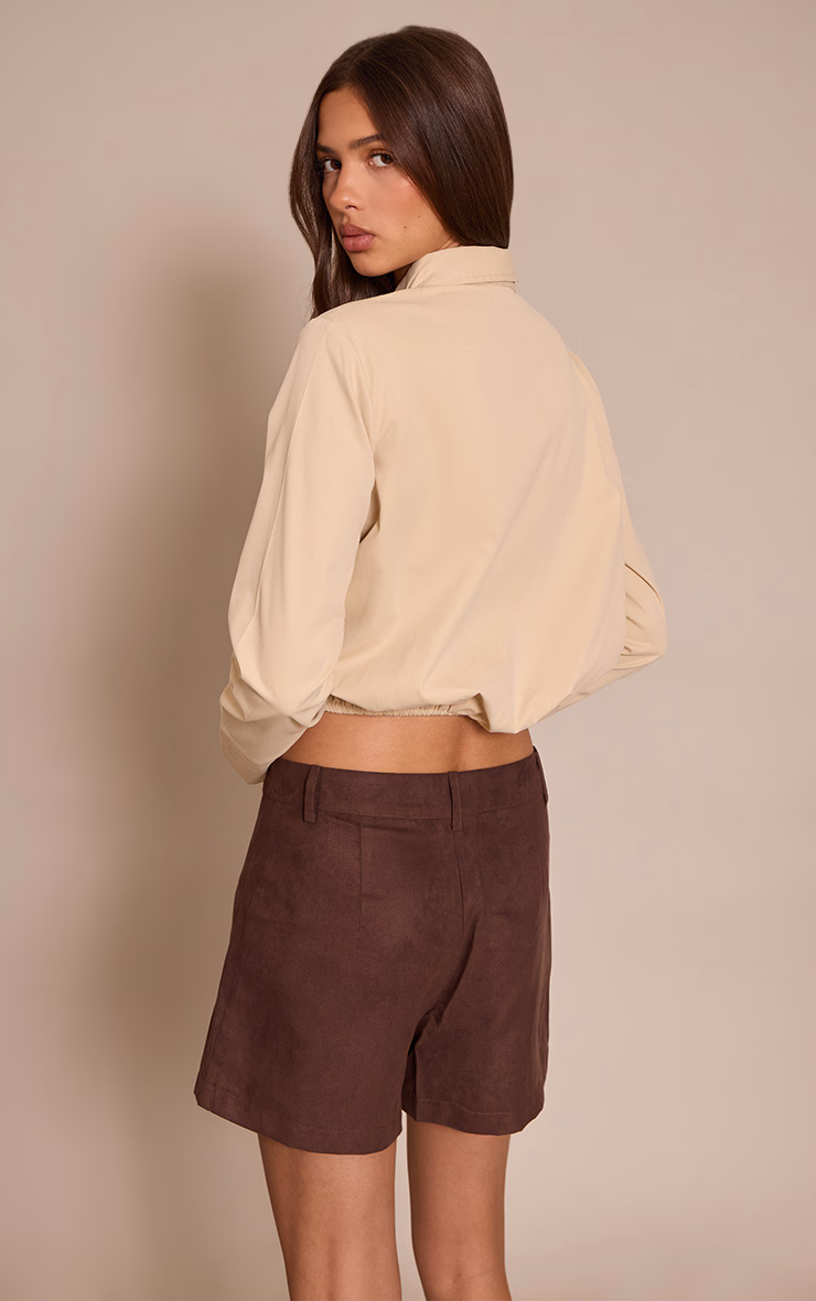 Stone Woven Bubble Hem Shirt