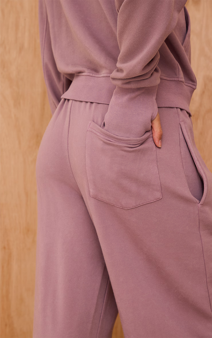 Mauve Acid Wash Drawcord Cuff Sweatpants