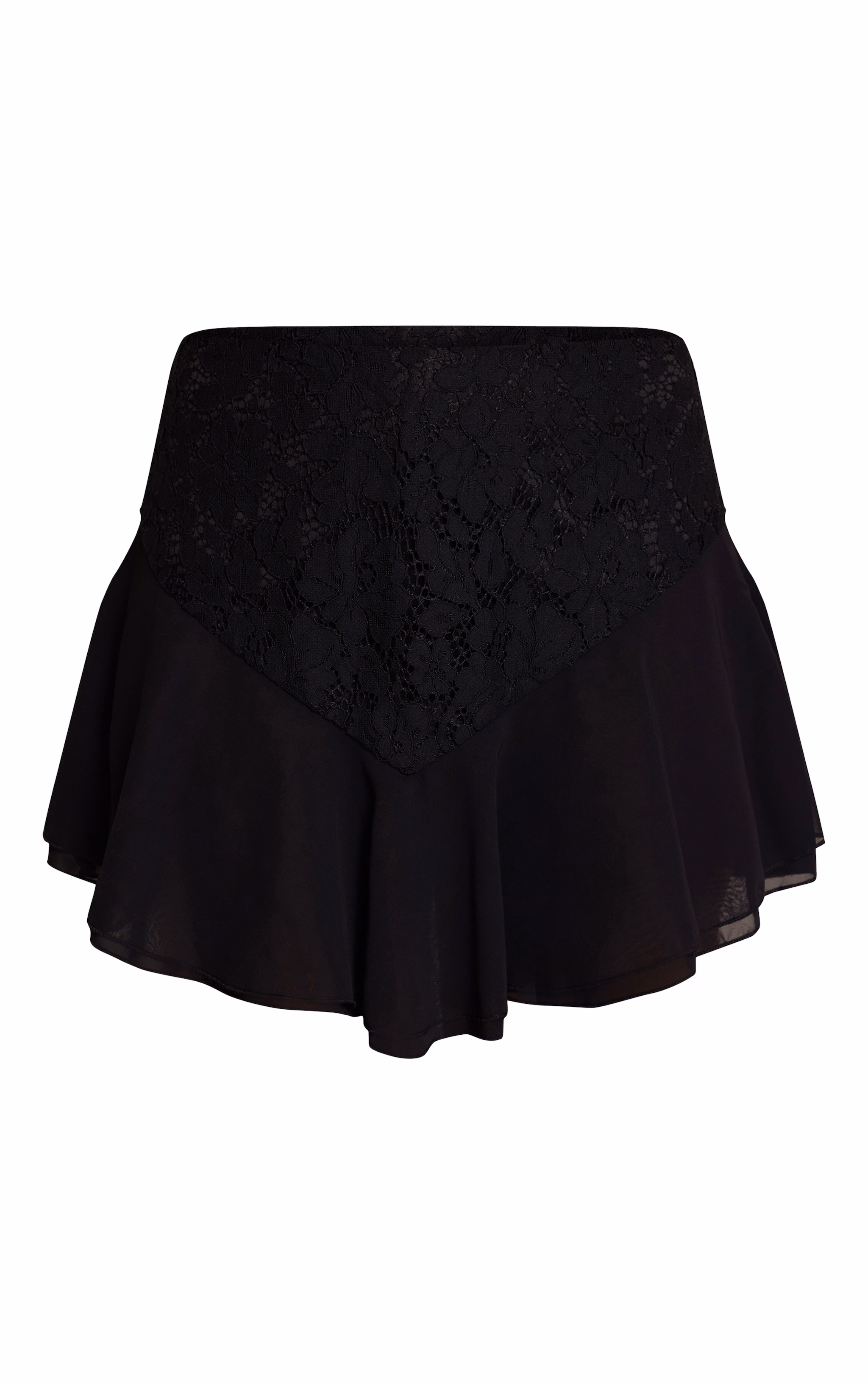 Black Lace Frill Mini Skirt