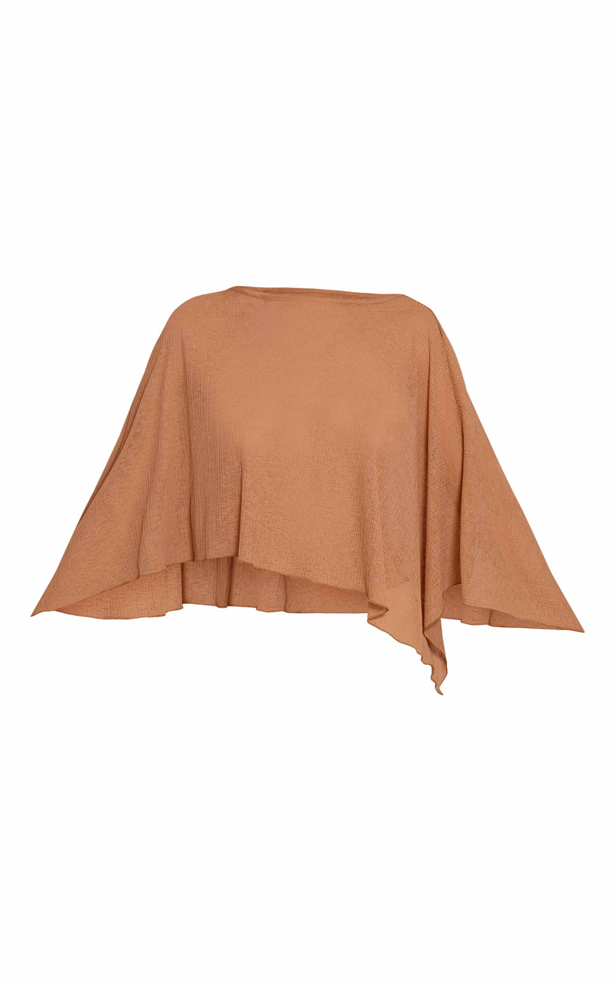 Tan Tencel Asymmetric Drape Long Top