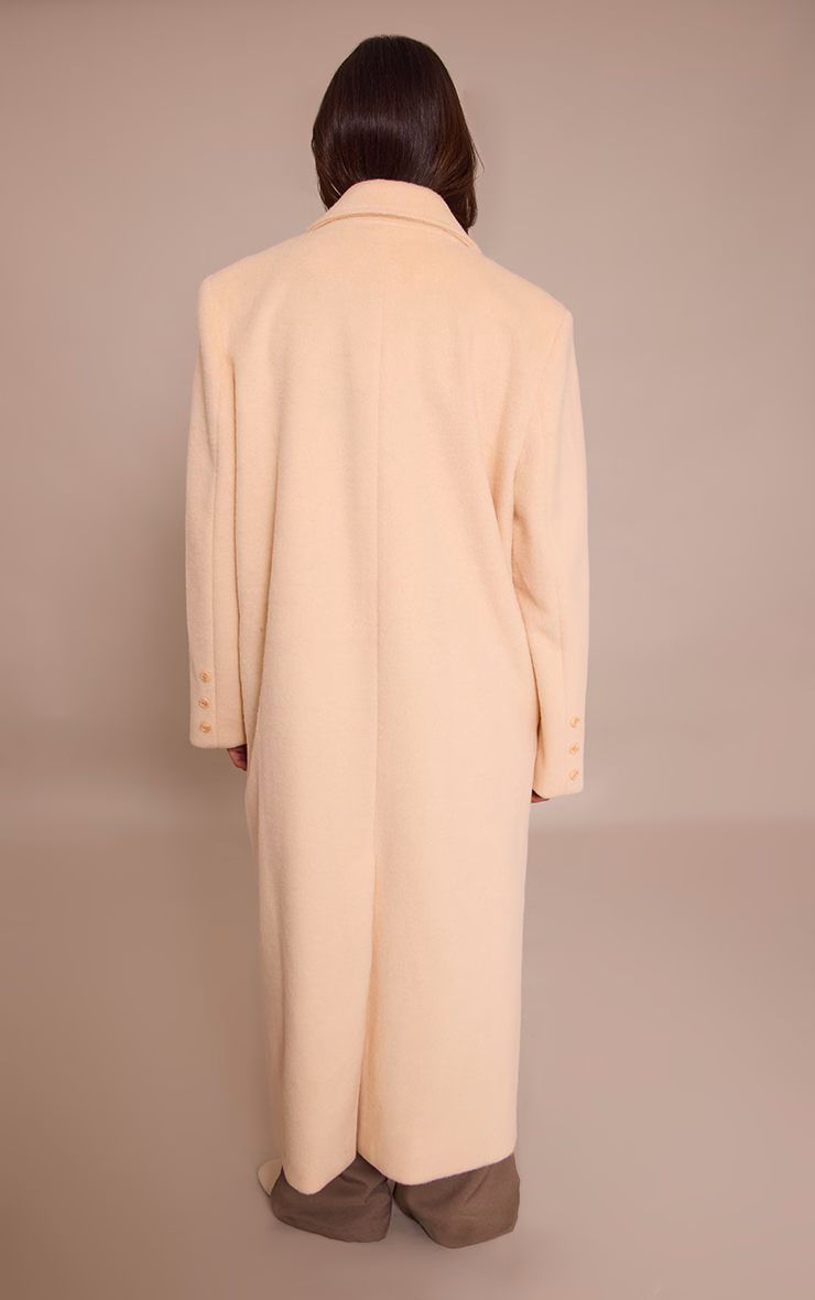 Buttercream Structured Double Breasted Wool Look Maxi Coat