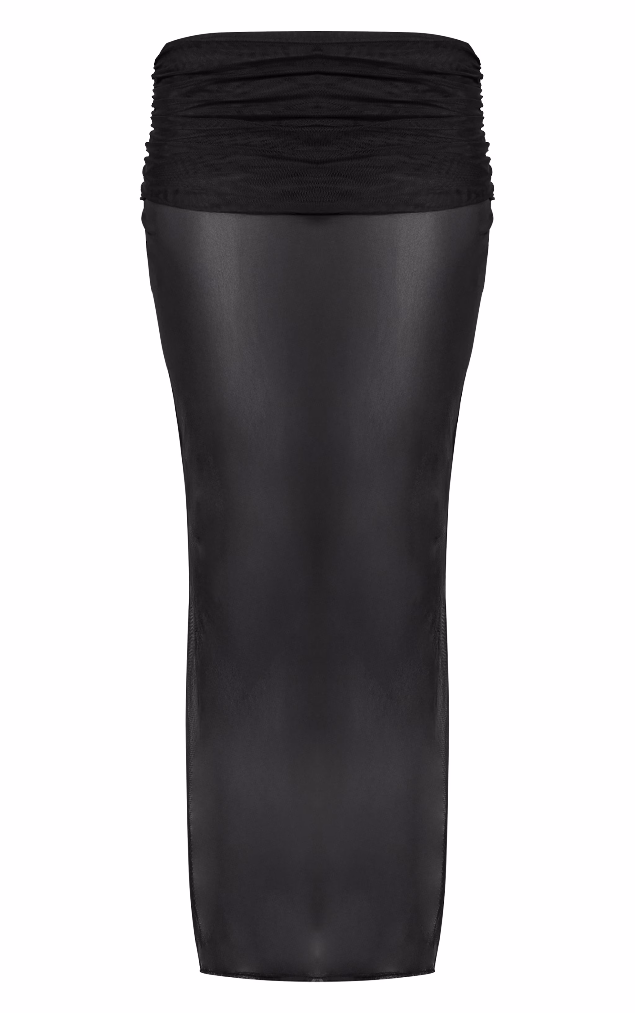 Black Mesh Extreme Fold Over Maxi Skirt