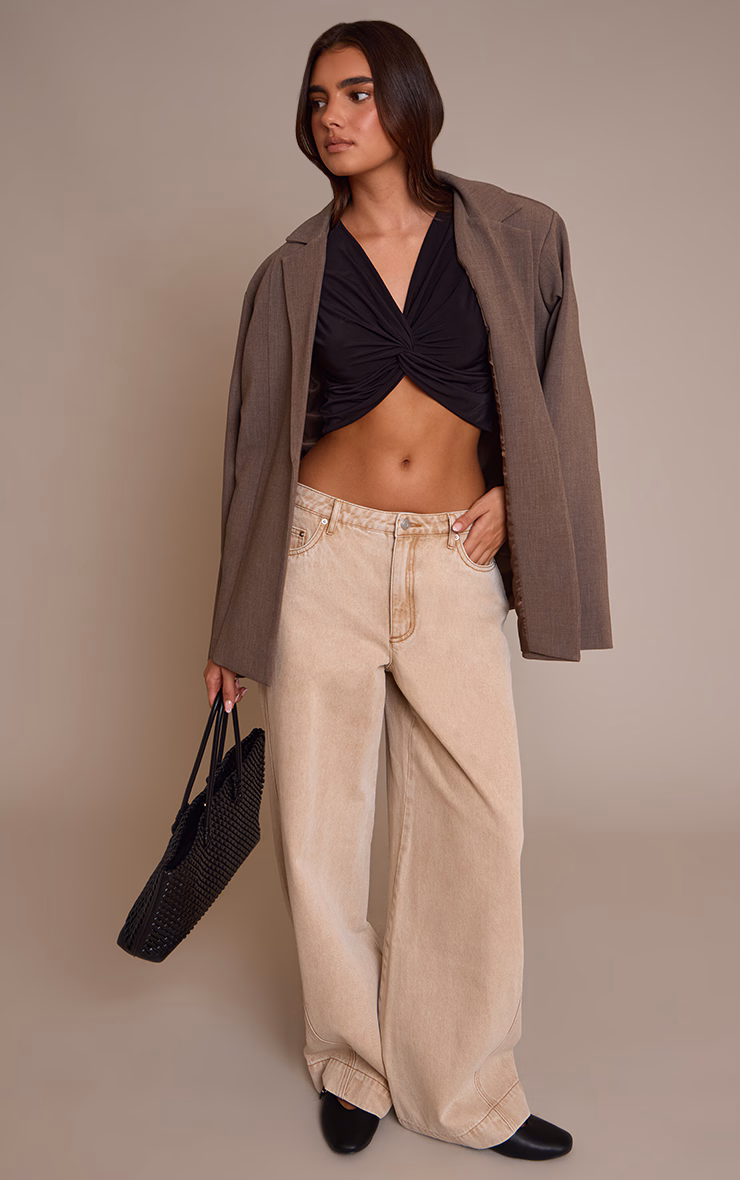 Black Double Layer Twist Detail Cami Top