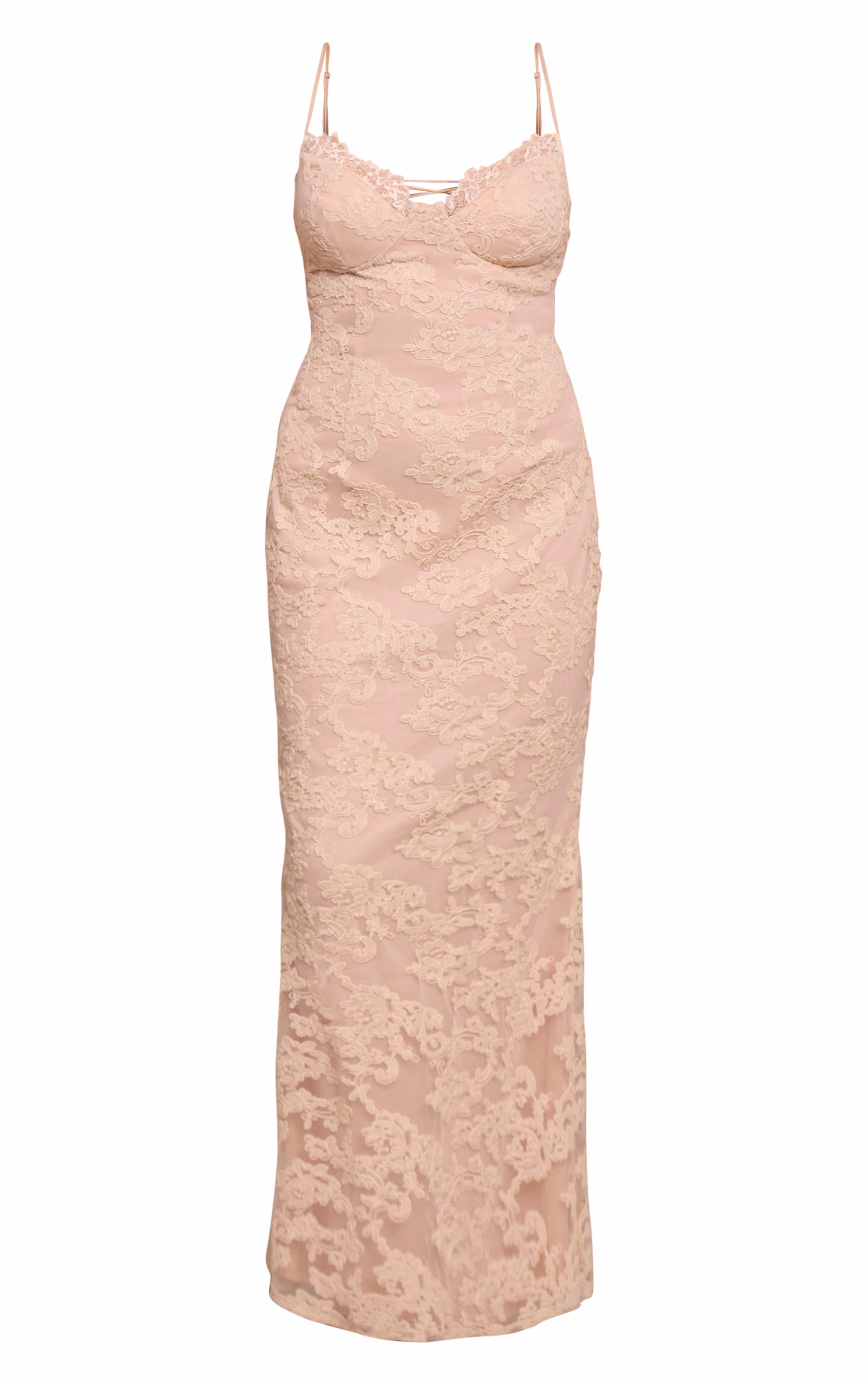 Shape Cream Textured Floral Underwired Bodycon Maxi Dress