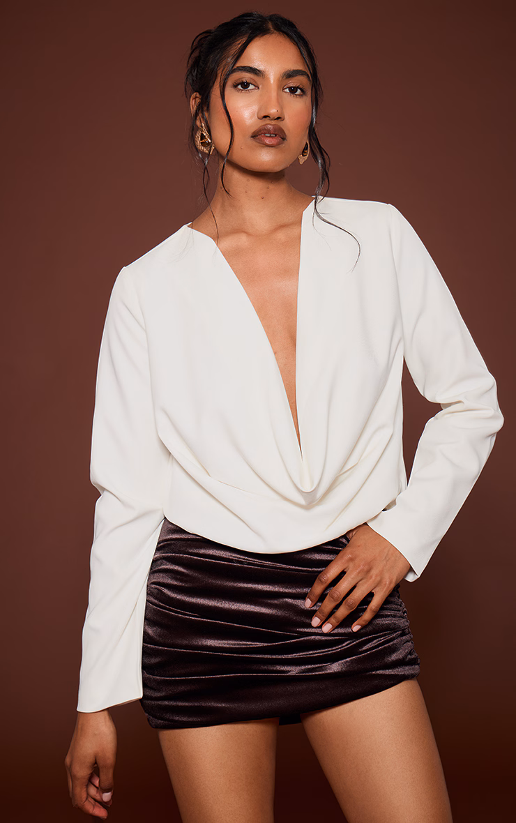 Chocolate Velvet Ruched Mini Skirt