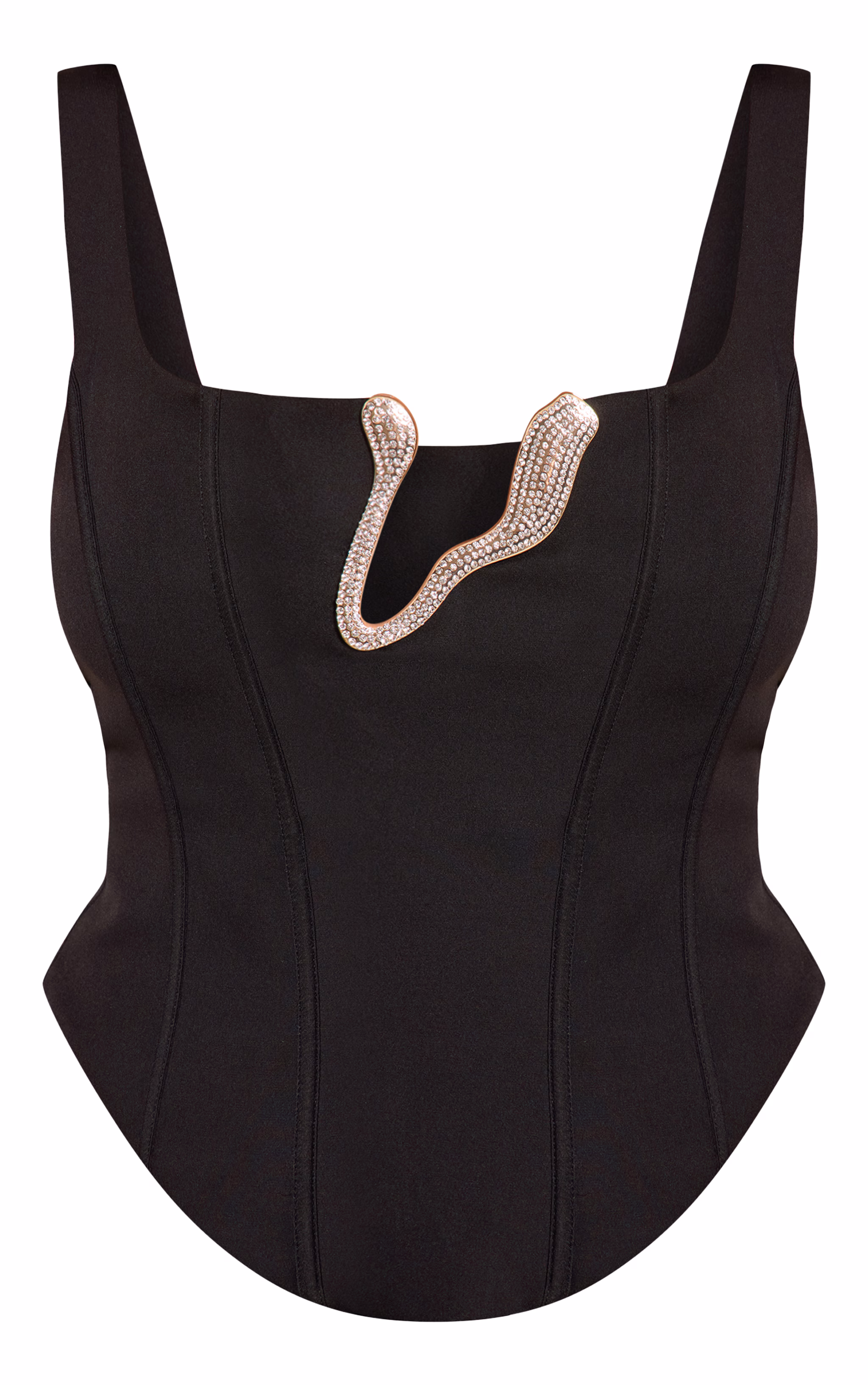 Shape Black Diamante Wave Trim Corset Top