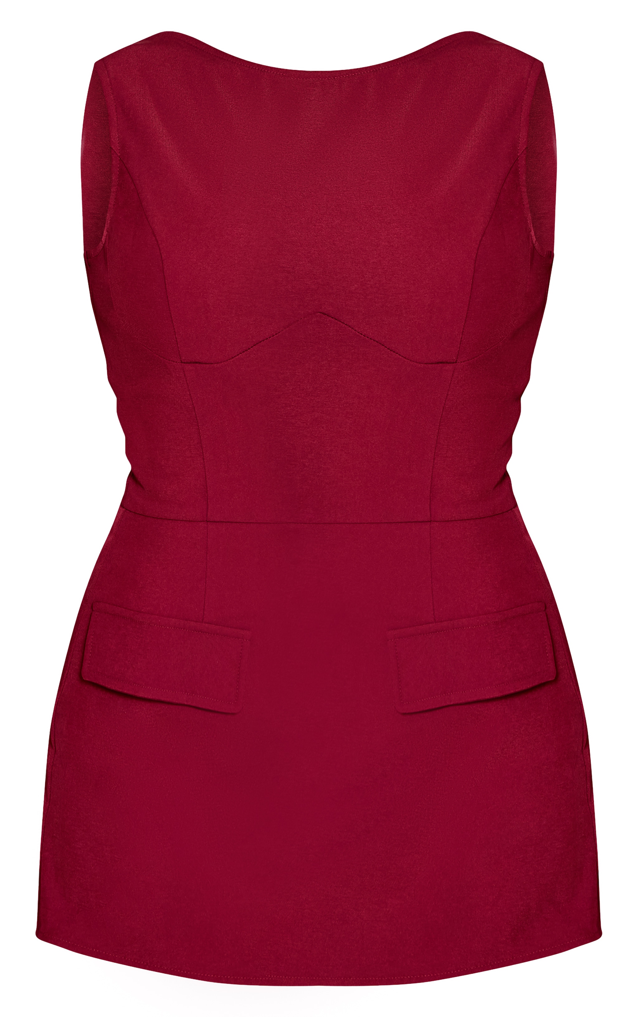 Plum Woven Pocket Detail Sleeveless Skort Romper