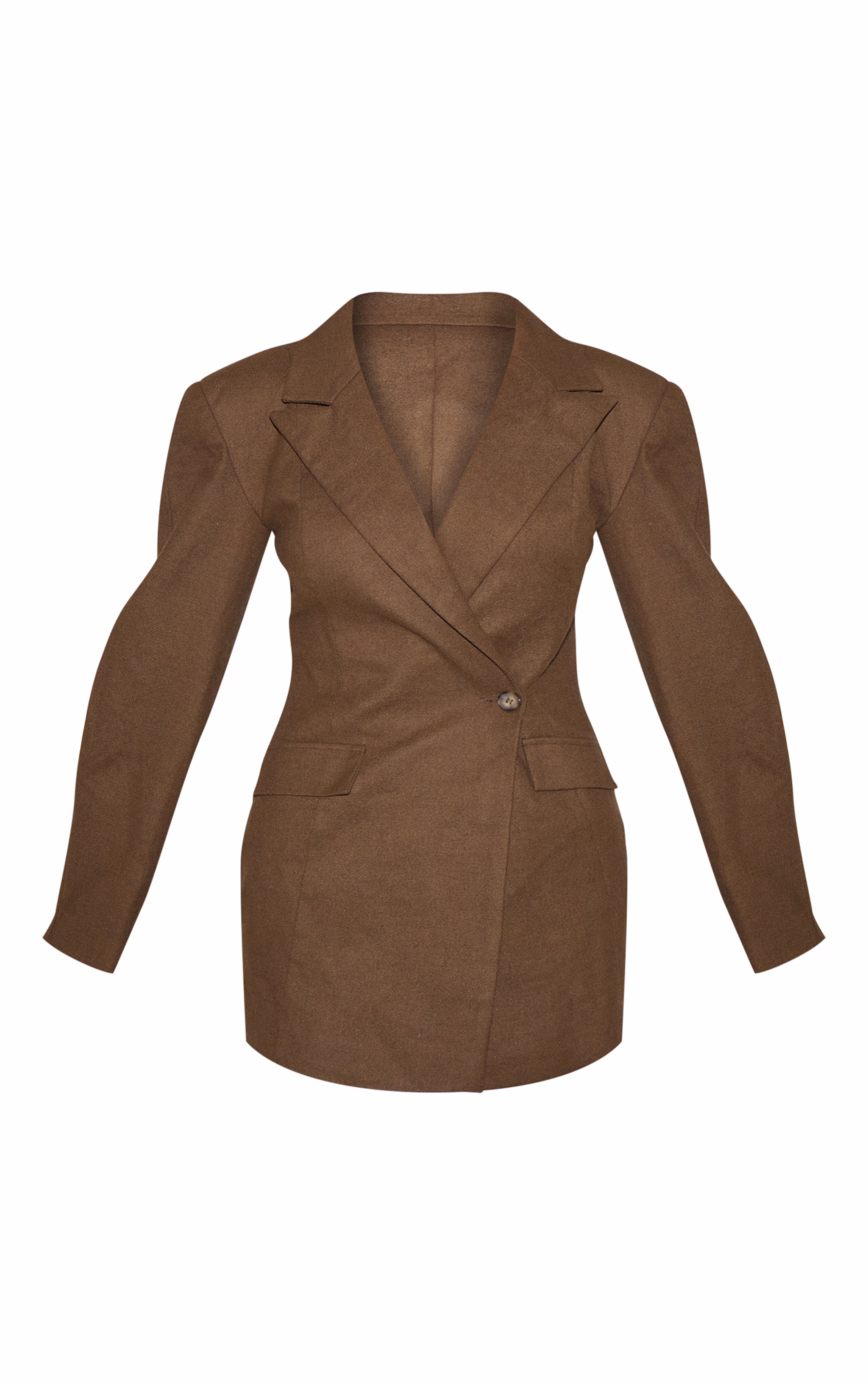 Chocolate Wool Look Structured Blazer Dress