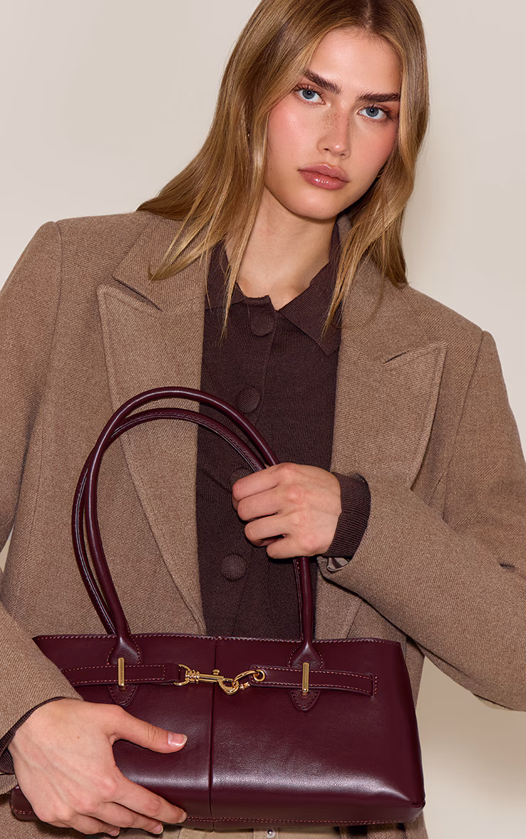 Burgundy Soft PU Shoulder Bag