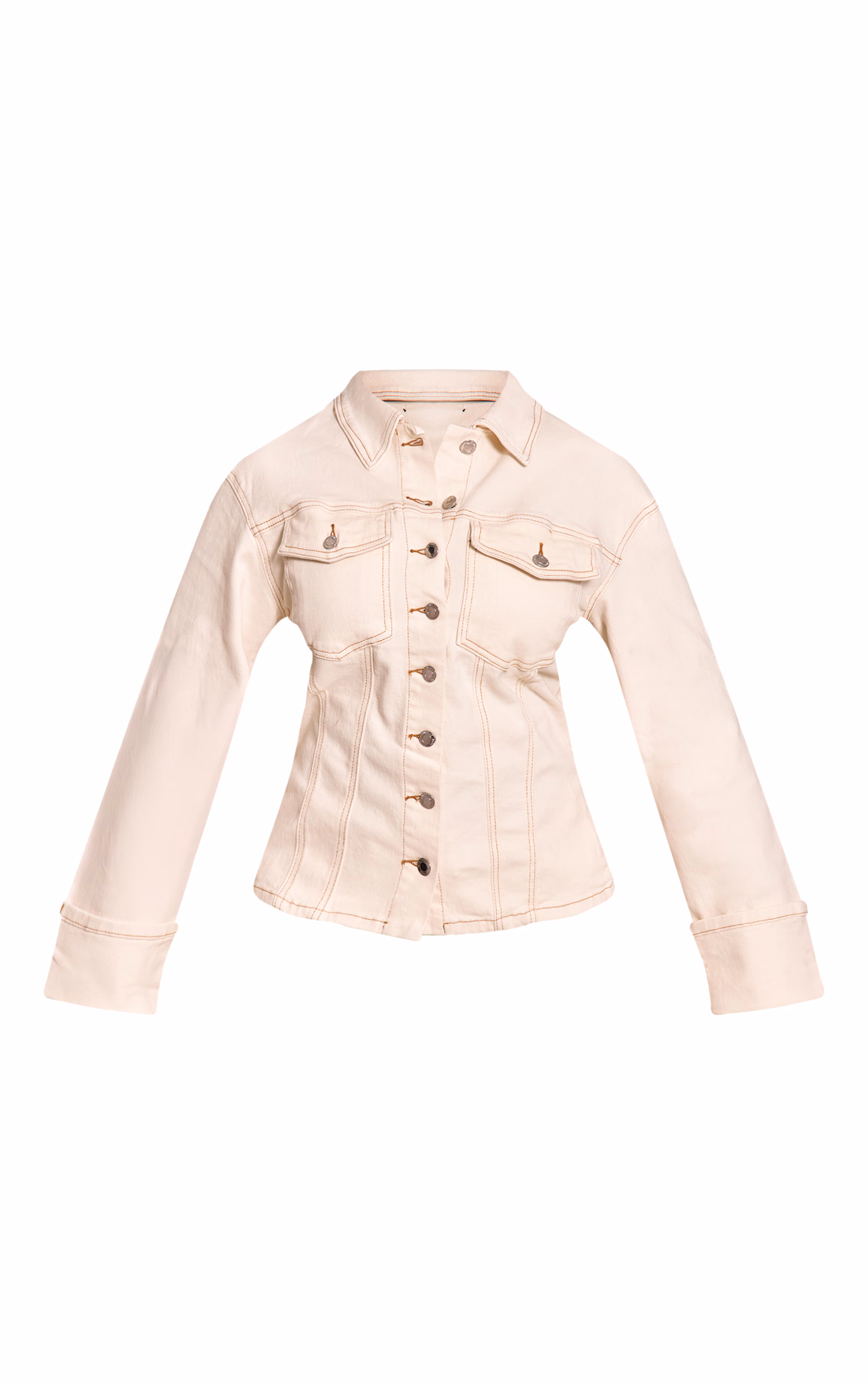 Shape ecru Stretch Denim Turn Up Sleeve Adjustable Back Jacket