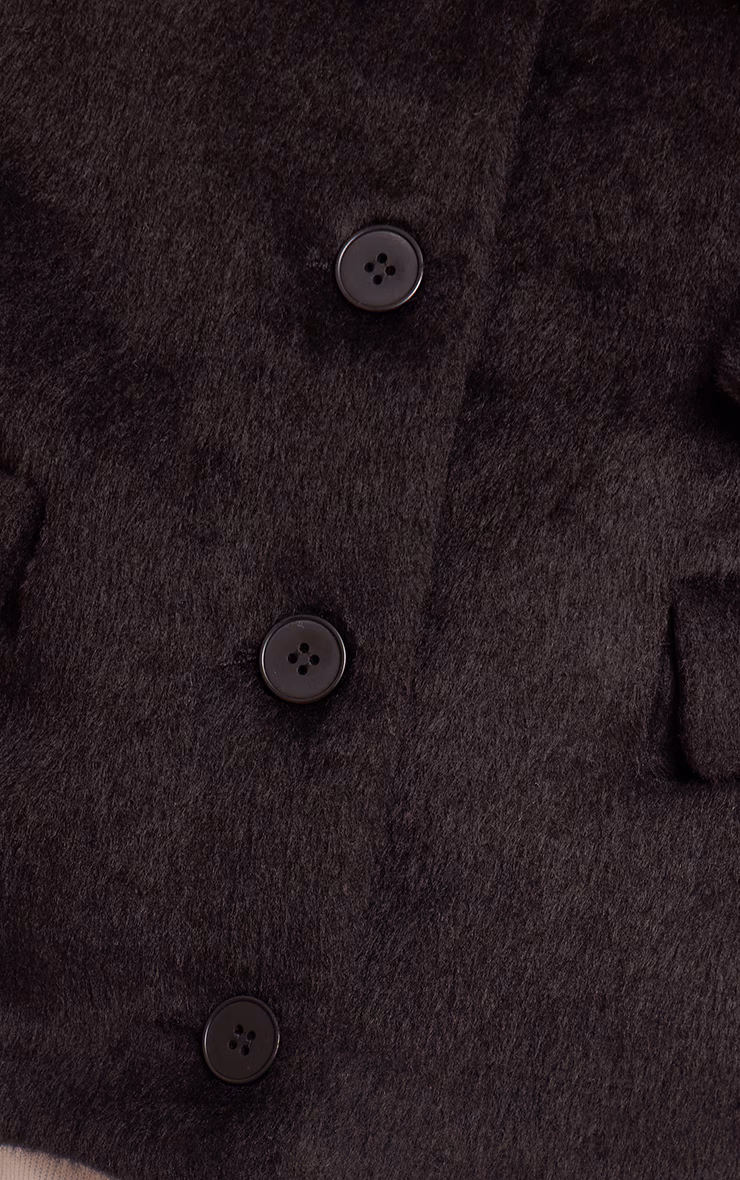 Black Brushed Wool Single Breasted Jacket