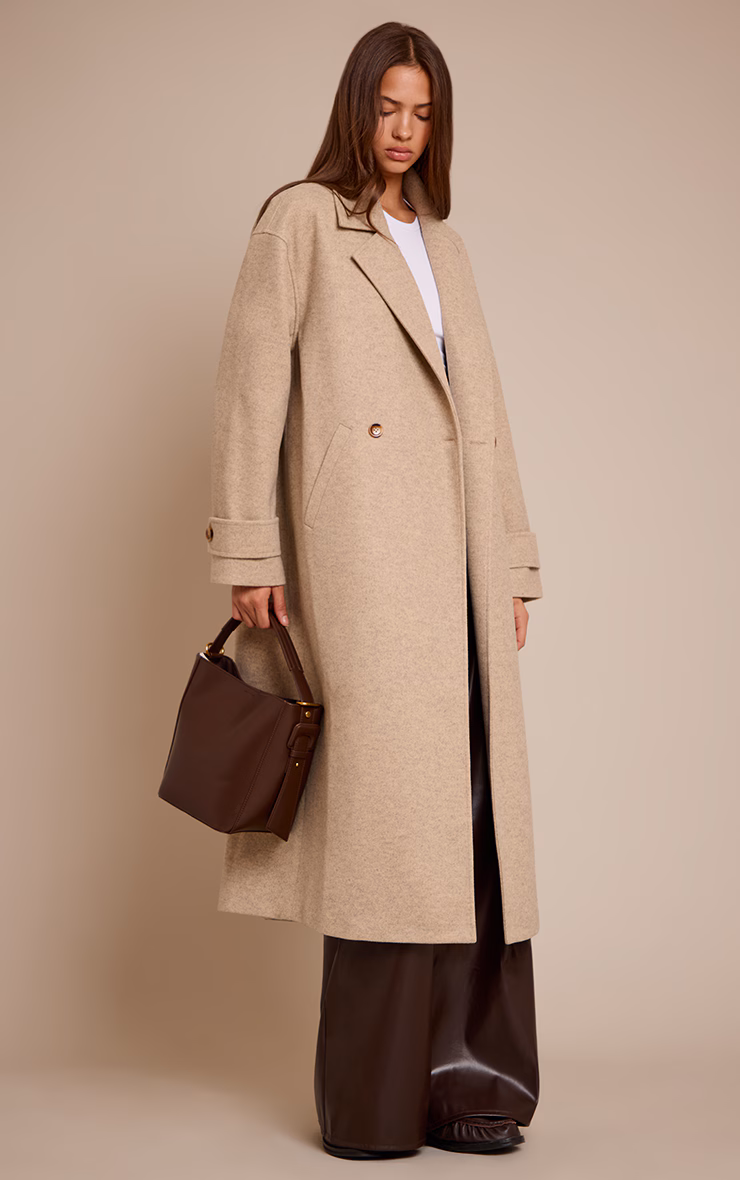 Oat Belted Oversized Wool Look Coat