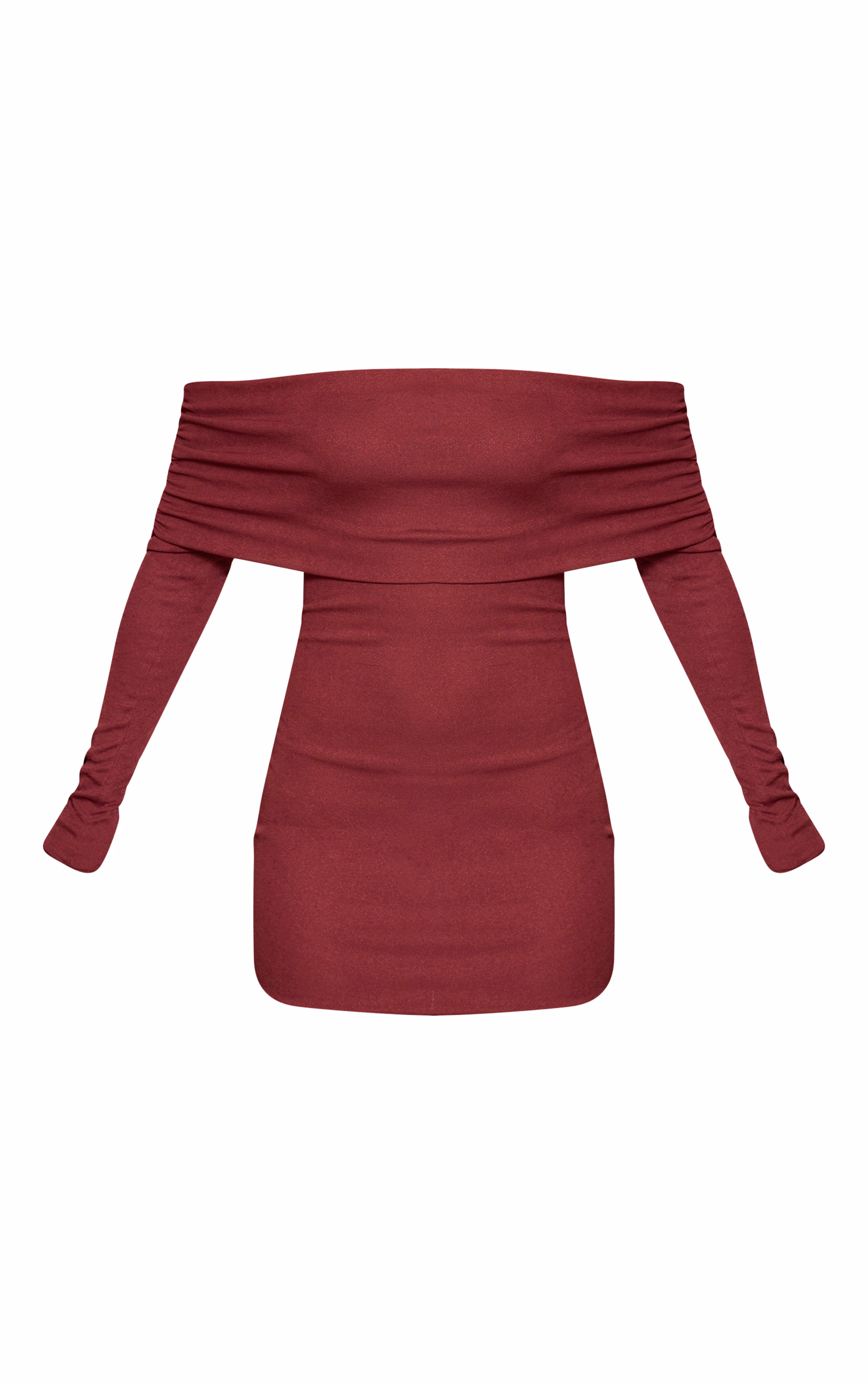 Plum Onion Skin Bardot Ruched Bodycon Dress