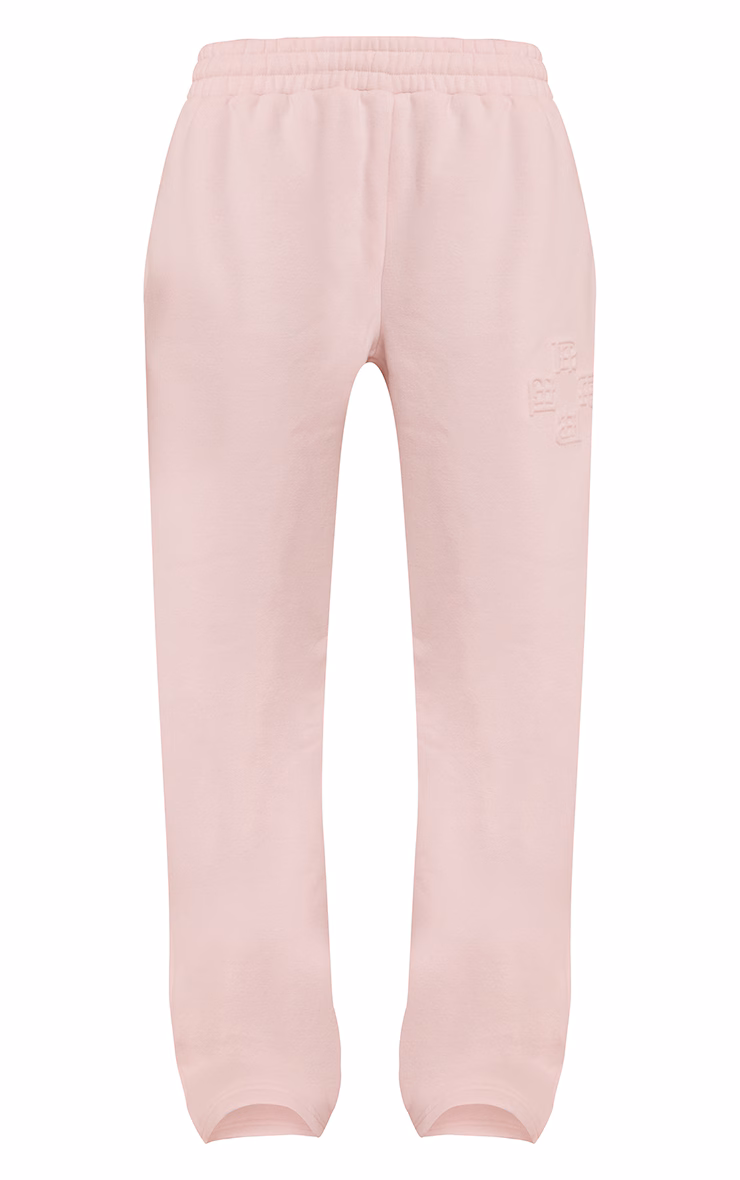 Baby Pink PLT Embossed Wide Leg Sweatpants