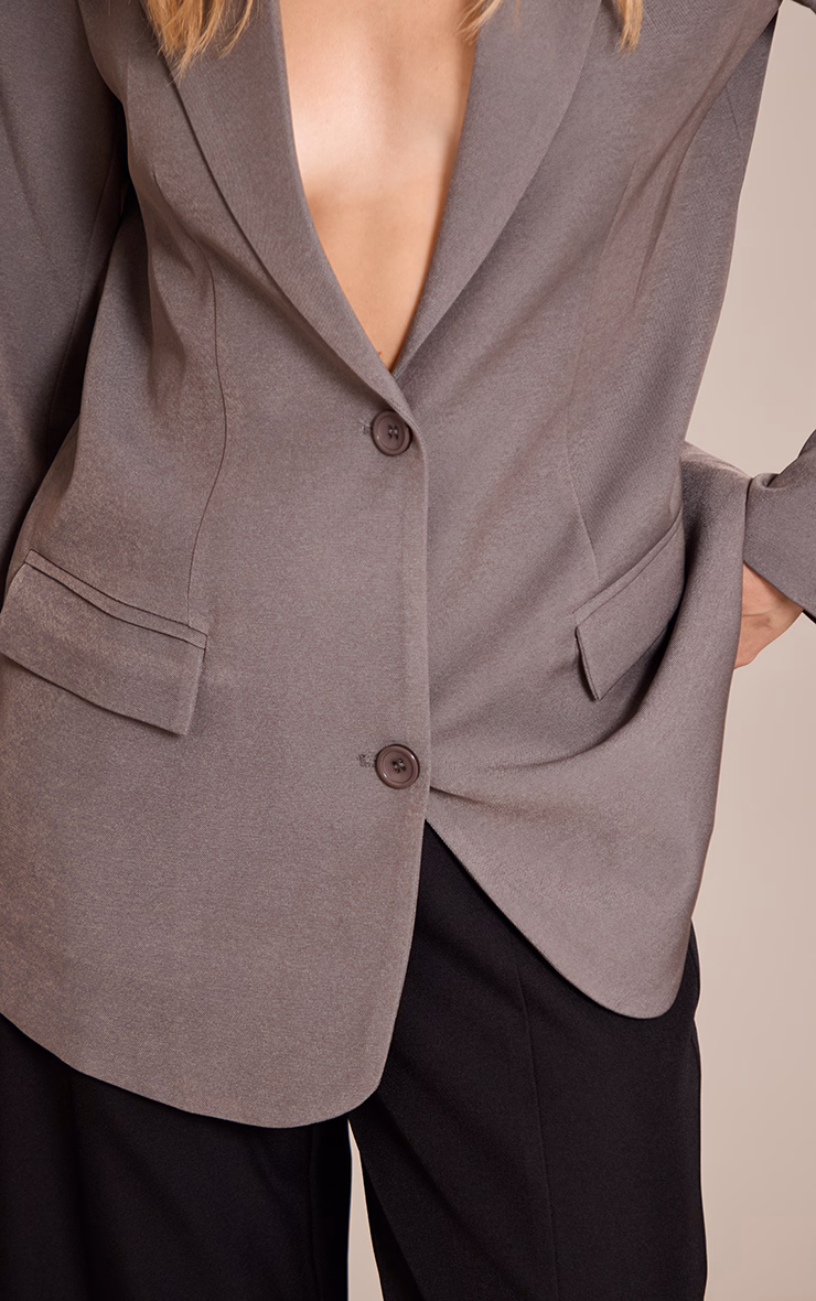 Grey Oversized Longline Blazer